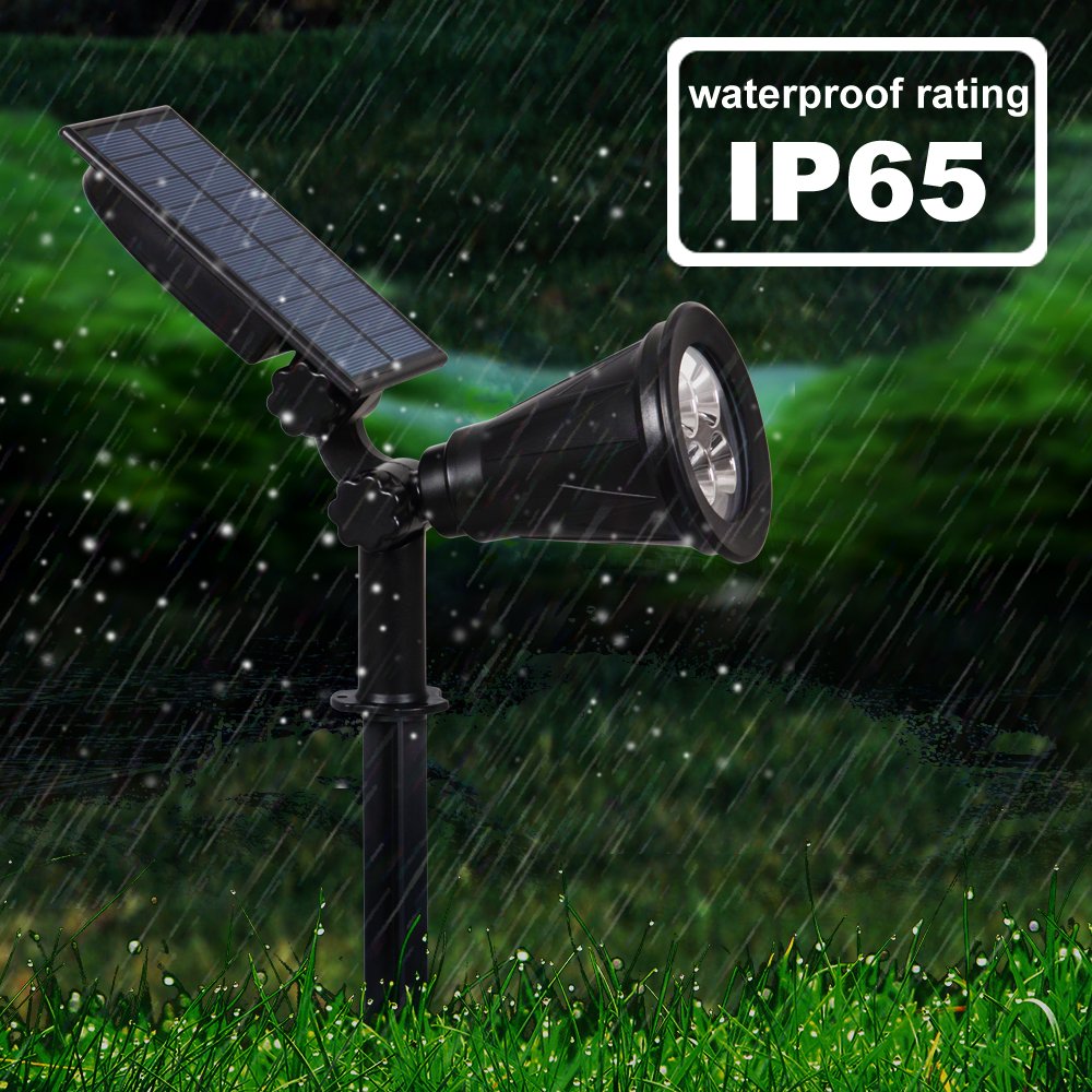 T-SUN Blue Solar Spotlights, Outdoor Waterproof Auto ON/Off Adjustable Garden Pond Lights for Tree, Patio, Yard, Driveway, Stair