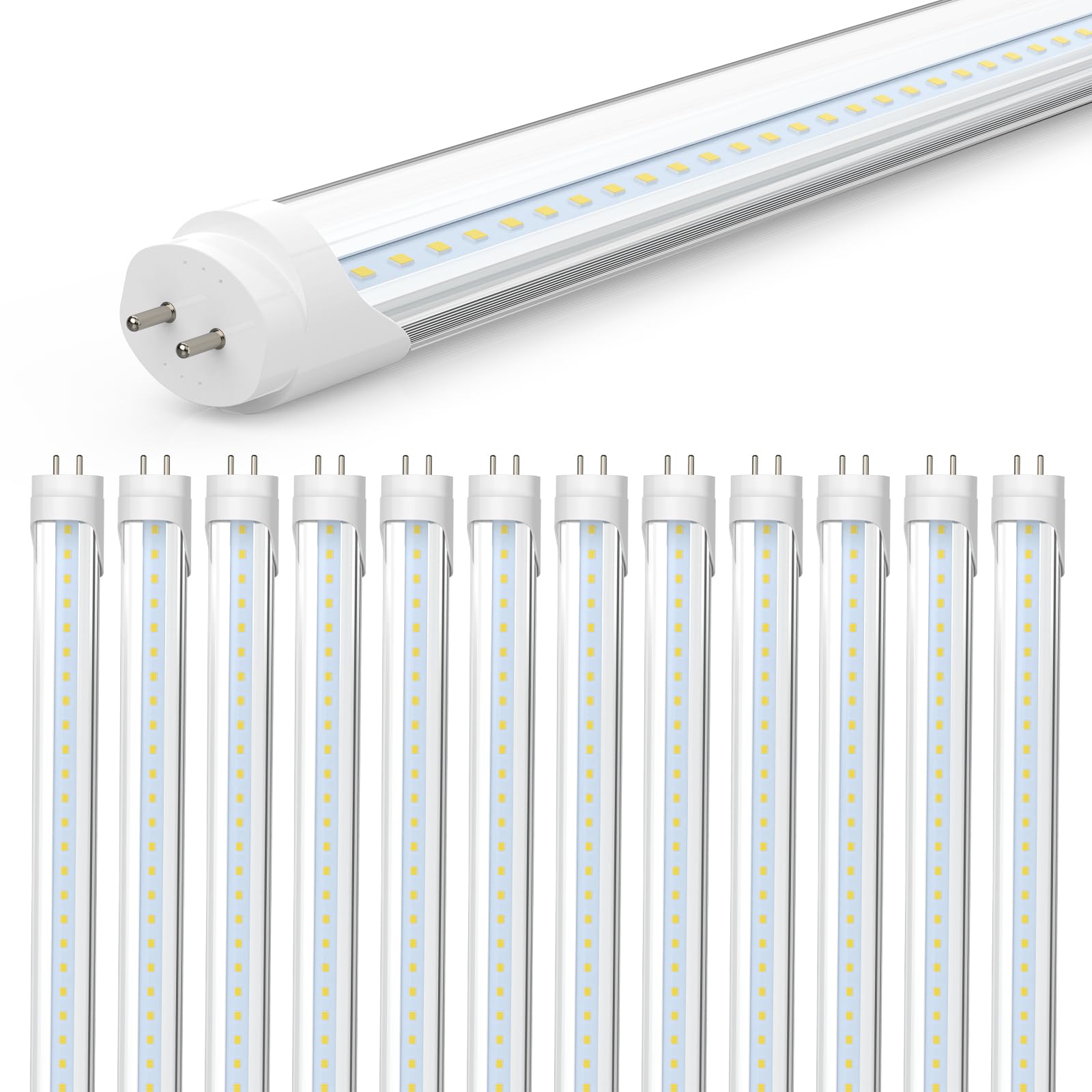 Romwish 4FT T8 LED Tube Light  Type A+B  18W(=40W)  5000K Daylight  2400LM  Plug & Play or Ballast Bypass  Single/Double End Powered  T8/T10/T12 Fluorescent Replacement  48 Inch  12 Pack  ETL