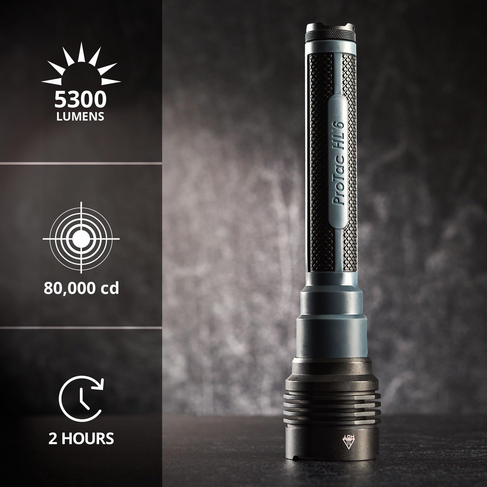 Streamlight ProTac HL Rechargeable Flashlight, 5,300 Lumen, 80,000 Candela, Anodized Aluminum, Black, Model 88132