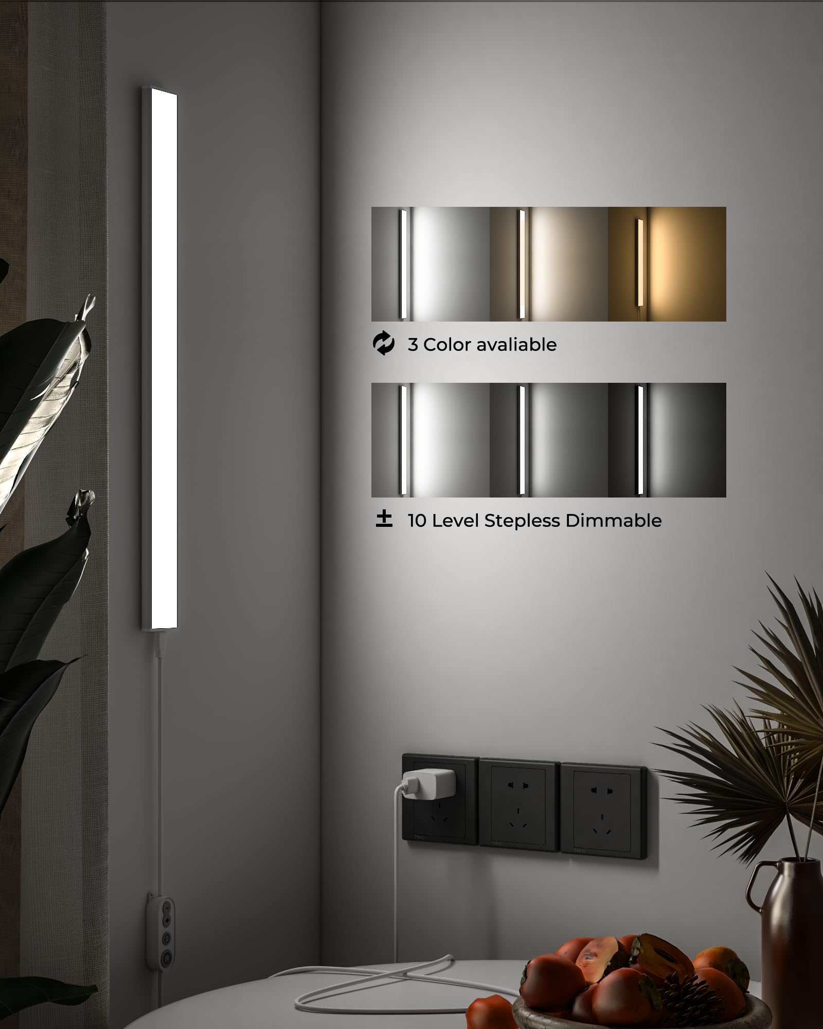 Asoko Plug-In Under Desk Light, 24Inch Led Workbench Lights With Super Brighten 900Lumen And Smart Memory Function,3 Temps (3000