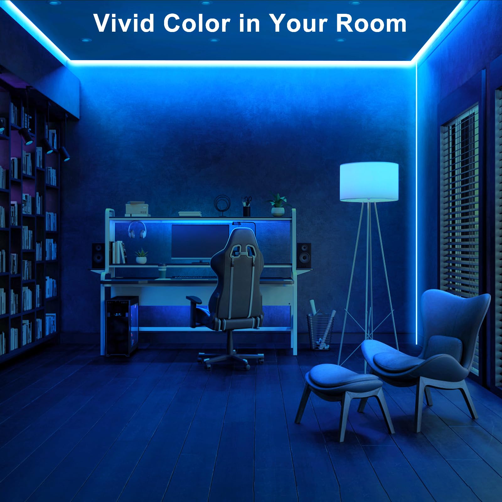Tatazone 16.4Ft Blue Cob Led Strip Lights With Rf Remote, Dimmable Bright Adhesive Indoor Led Cob Light Strip For Cabinet, Paint