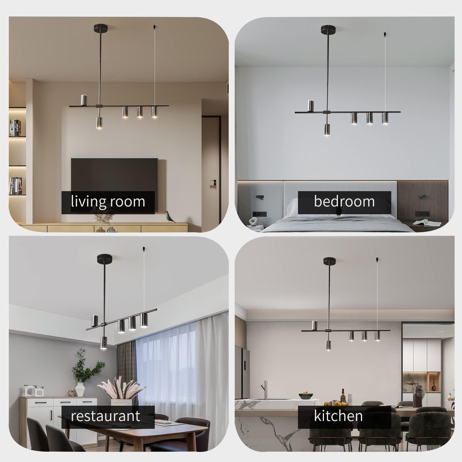 Siittoo Dining Room Light Fixture  Upgraded Dimmable Led Modern Pendant Light With Electroplated Surface  Modern Black Led Hanging Chandelier Light Fixture For Kitchen Island Dining Room 35W 5-Light
