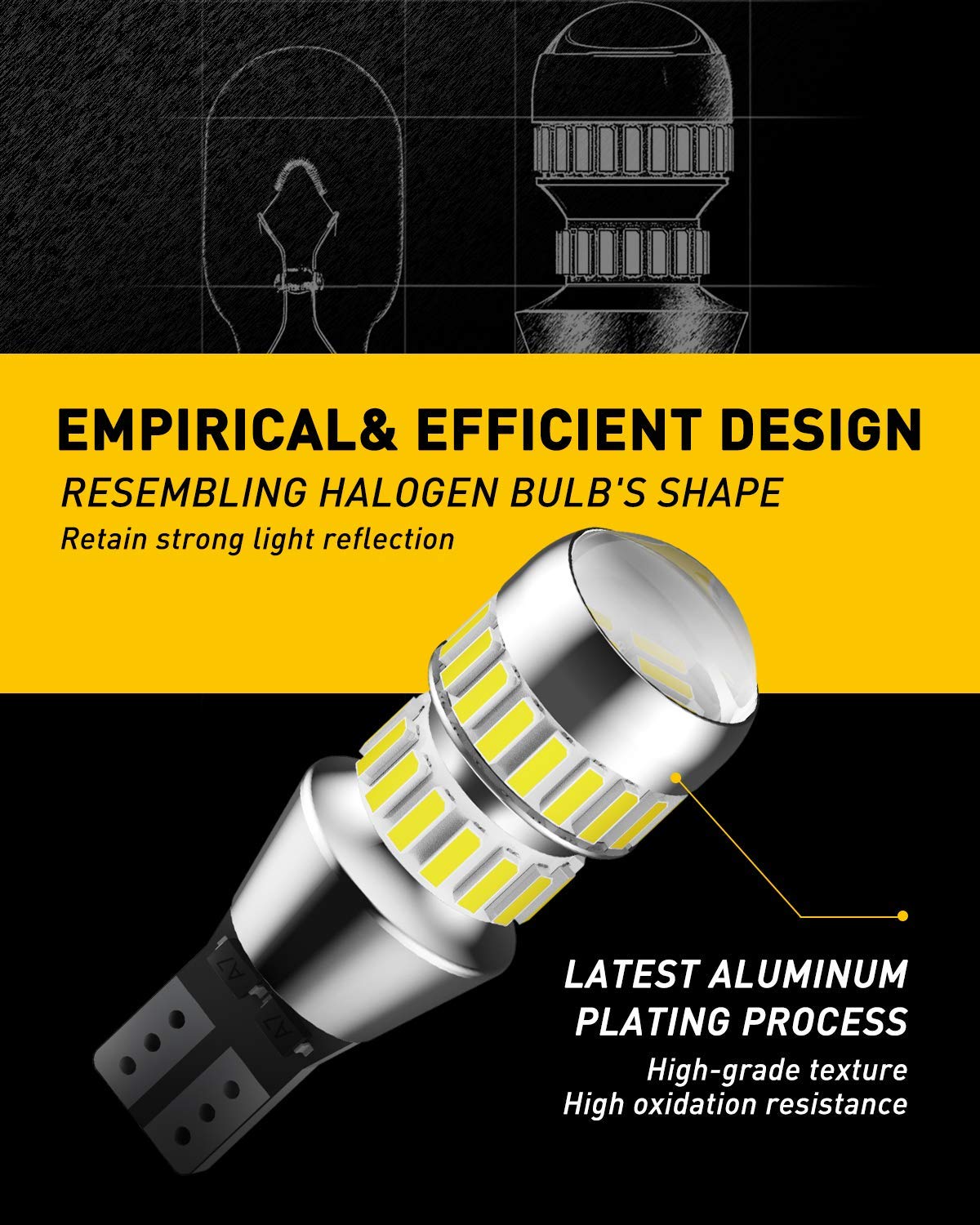 AUXITO 912 921 LED Bulbs for Backup Reverse Light Bulbs, 42-SMD 400% Brighter, 6000K White, Non-polarity 906 W16W T15 921 LED Bu