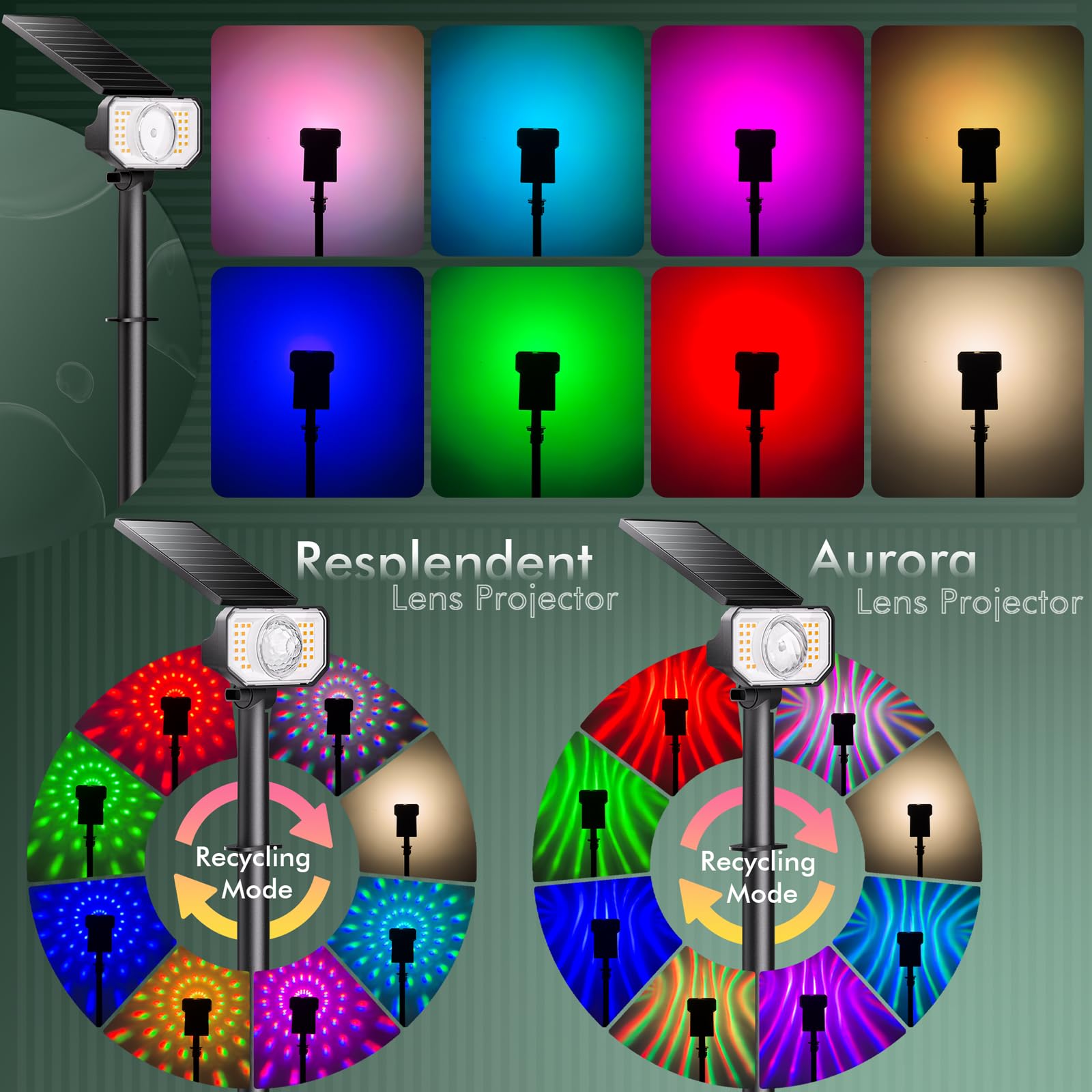 Quntis Solar Spot Lights, 25 Modes Rgb Color Changing, Waterproof Landscape Lights - 4 Pack