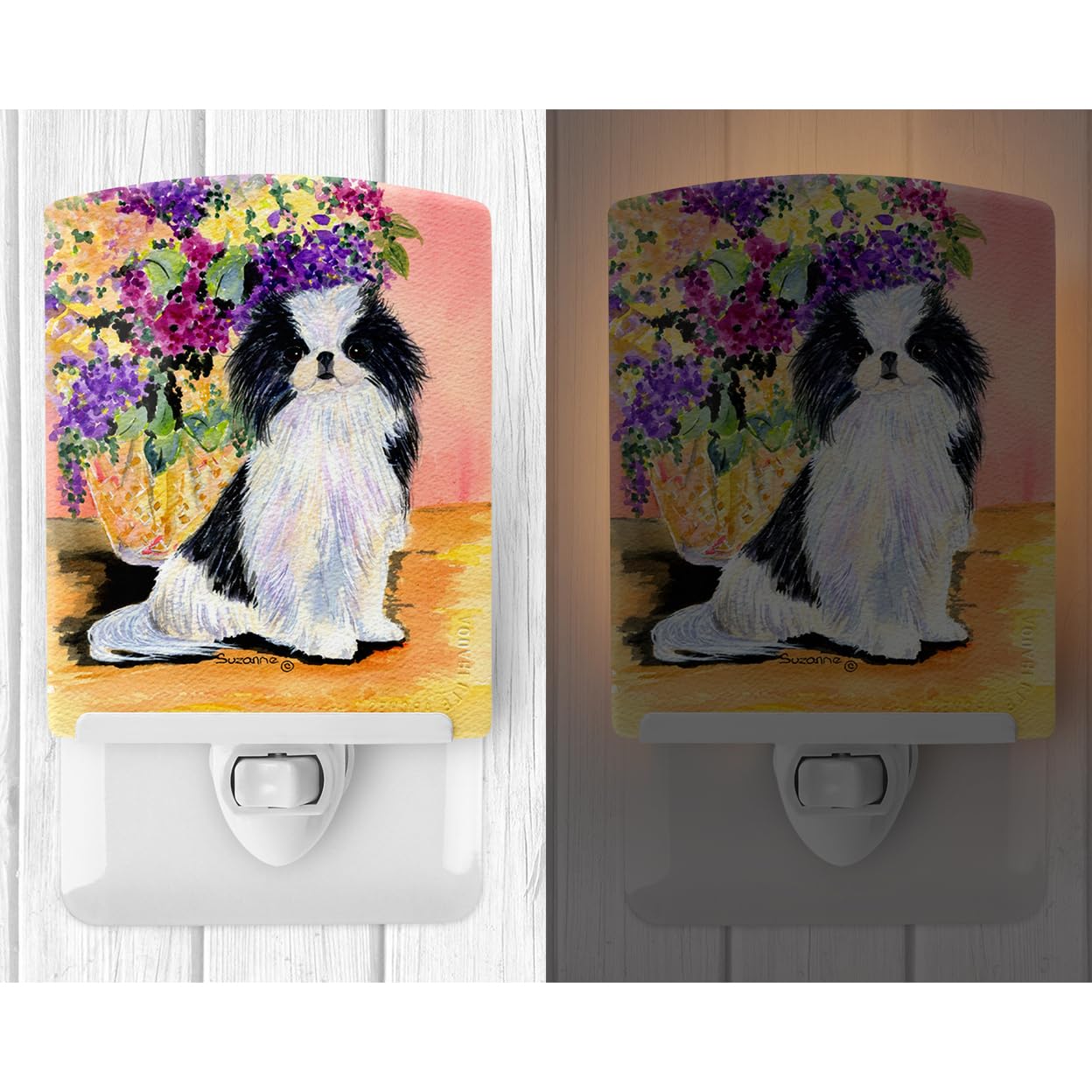 Caroline'S Treasures Ss8299Cnl Japanese Chin Ceramic Night Light Compact, Ul-Certified, Ideal For Bedroom, Bathroom, Nursery, Hallway, Kitchen, 6X4X3, Multicolor