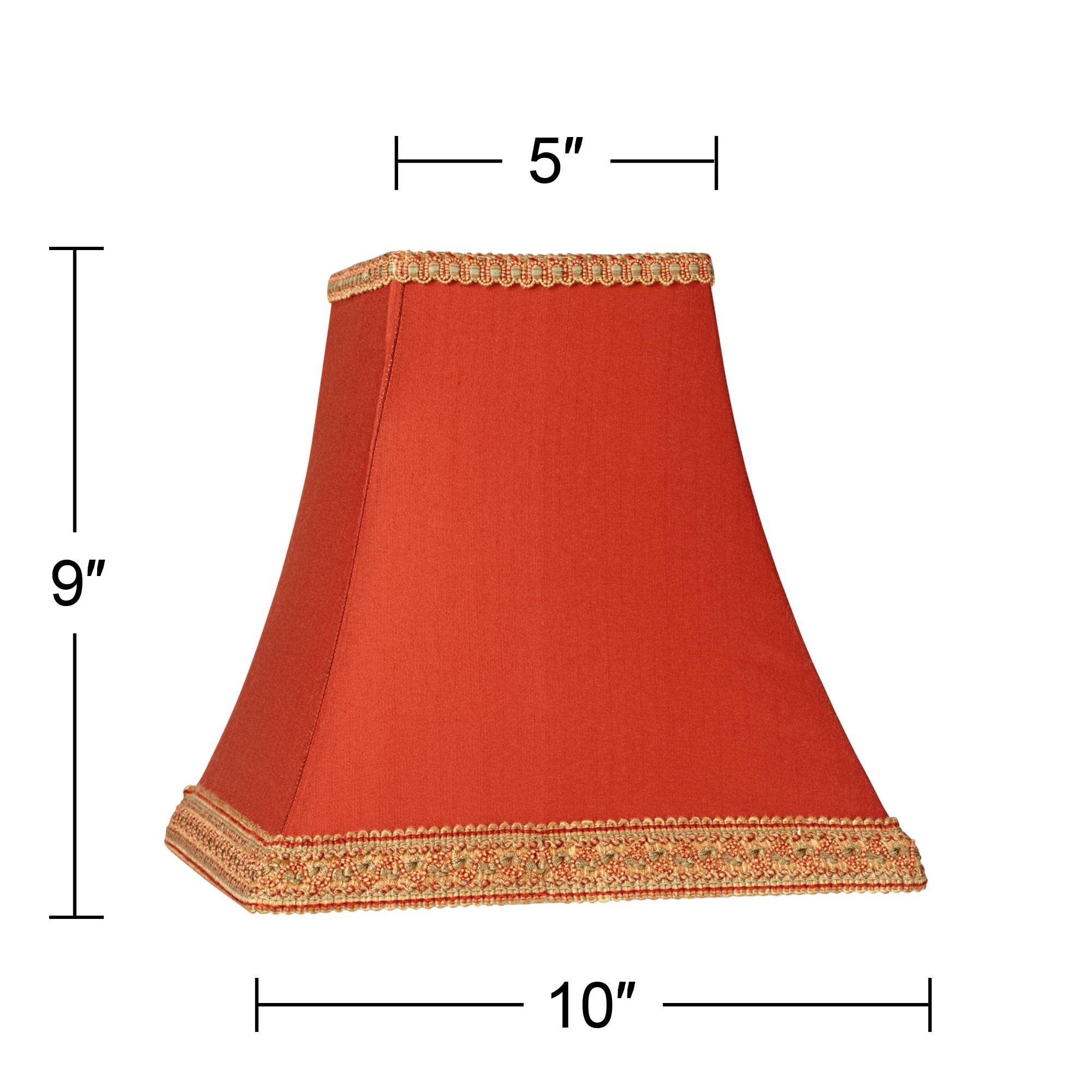 Rust Small Square Sided Lamp Shade 5" Top X 10" Bottom X 9" Height (Spider) Replacement With Harp And Finial - Springcrest
