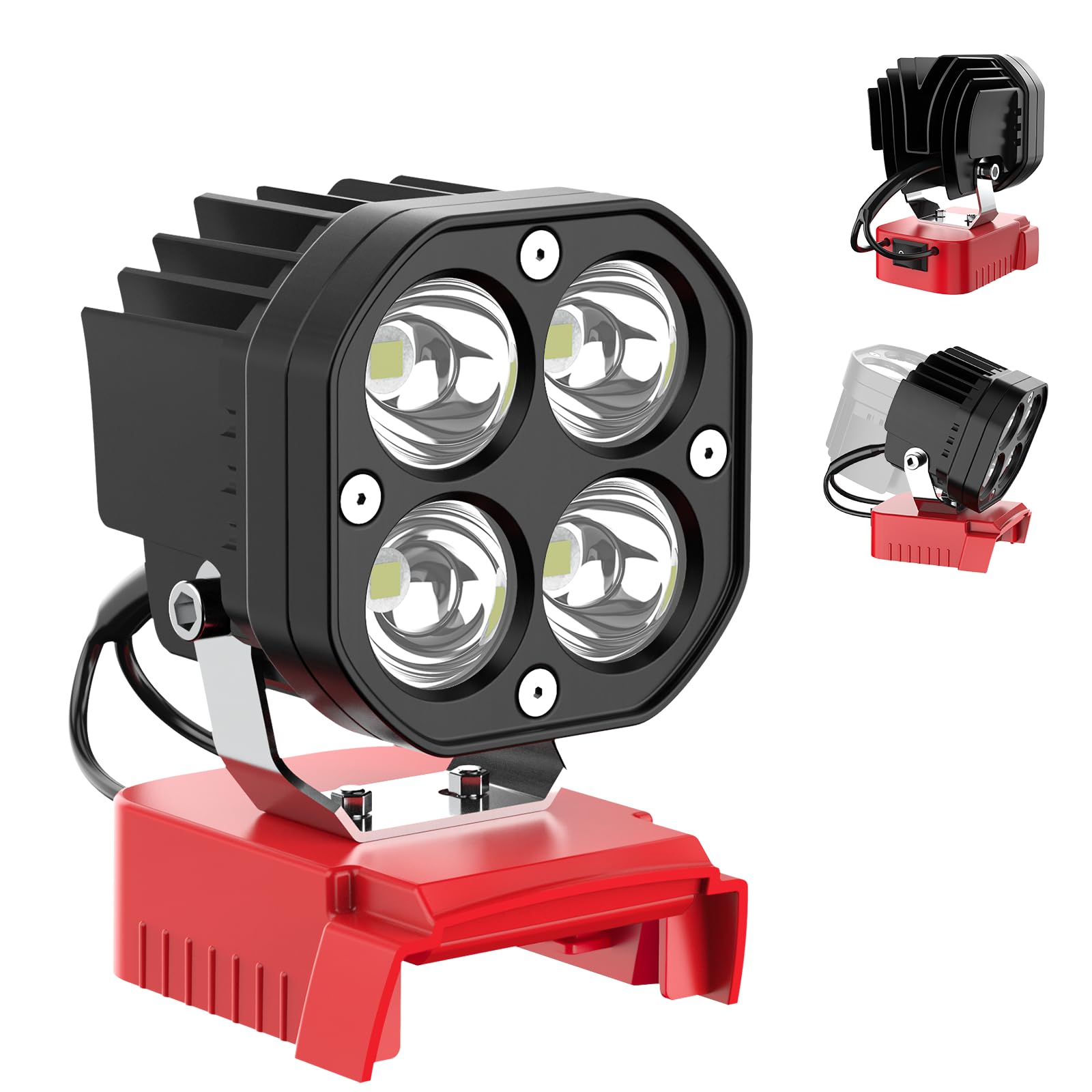 Cordless LED Work Light Compatible with Milwaukee 18V Battery, 40W 6000LM LED Light, 18V Battery Flashlight with Low Voltage Pro