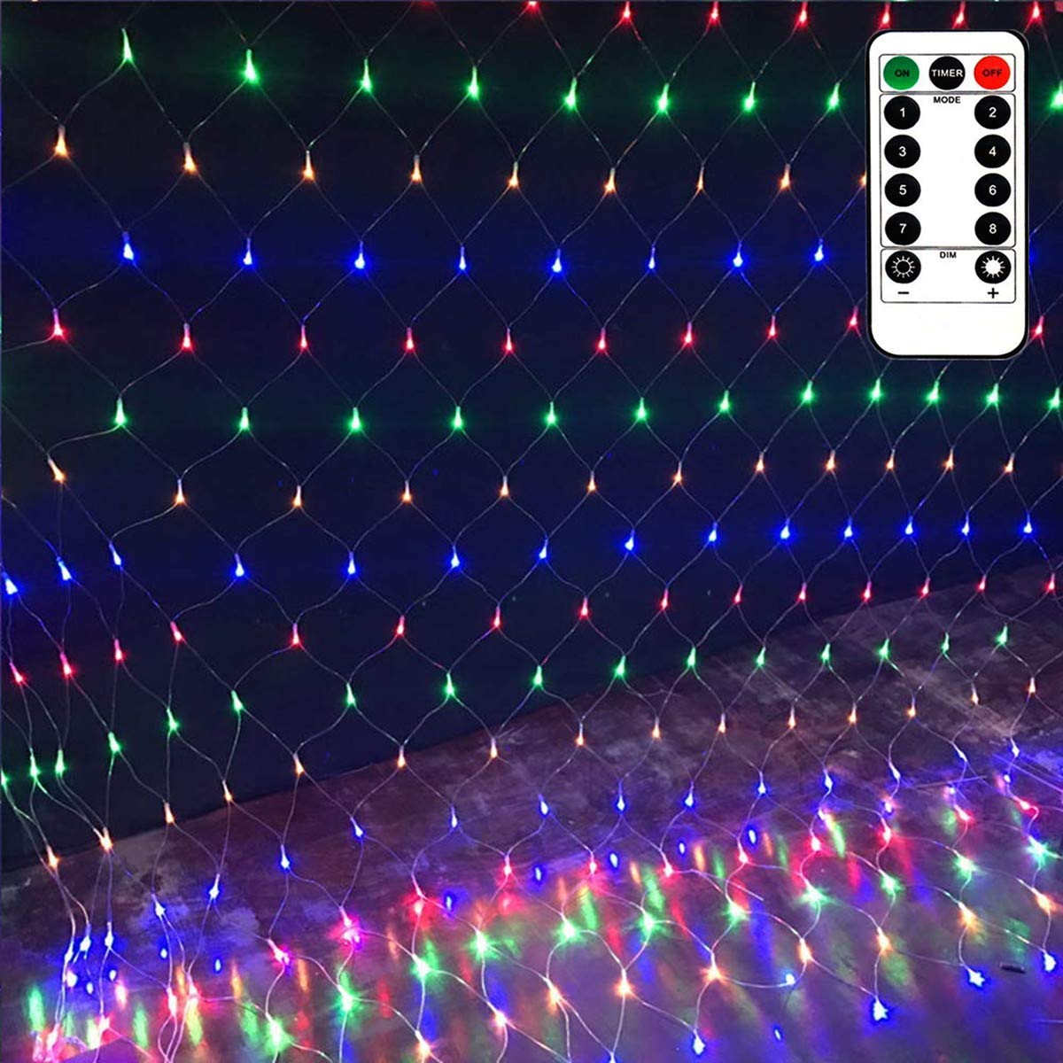 echosari Patio Garden Net Light String, 100 LED, 4.9ft x 4.9ft, Waterproof, Remote Timer, Multicolor