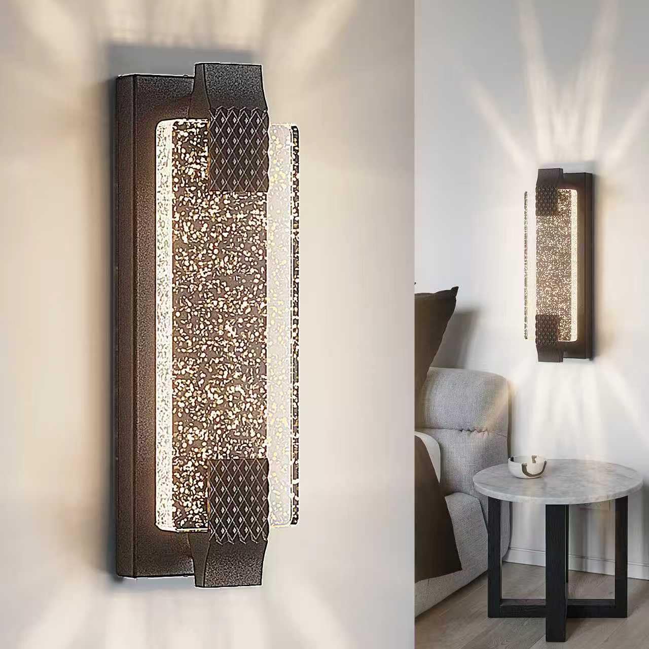 camuucci Battery Operated Wall Sconce Dimmable Remote Control 12000mAh Indoor Light 15.2 Inches Black Model SNCD