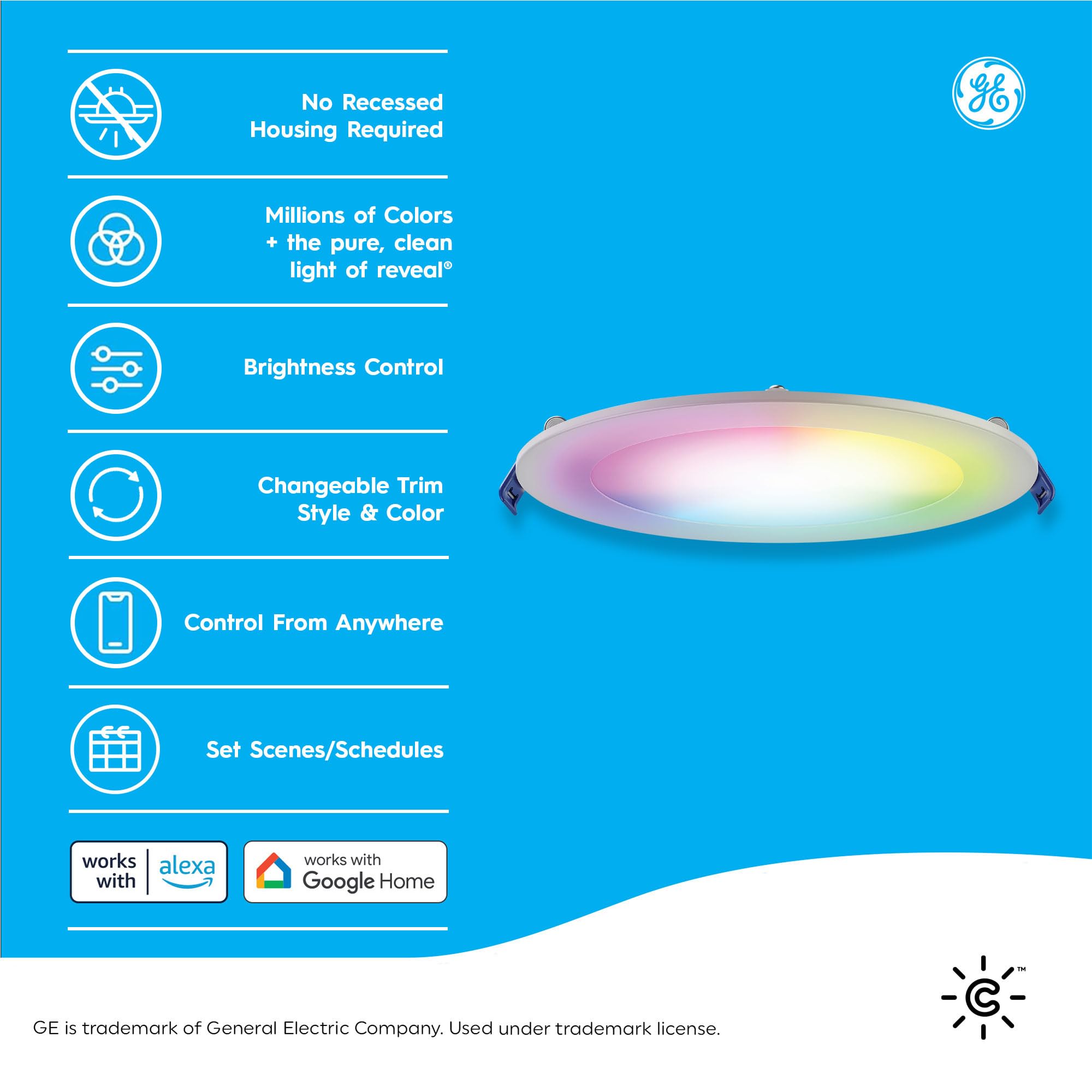 Cync Wafer Smart LED Downlight - 6in, 75W, 1000 Lumens, Color Changing, Matter Compatible, Alexa & Google Home, 3 Pack