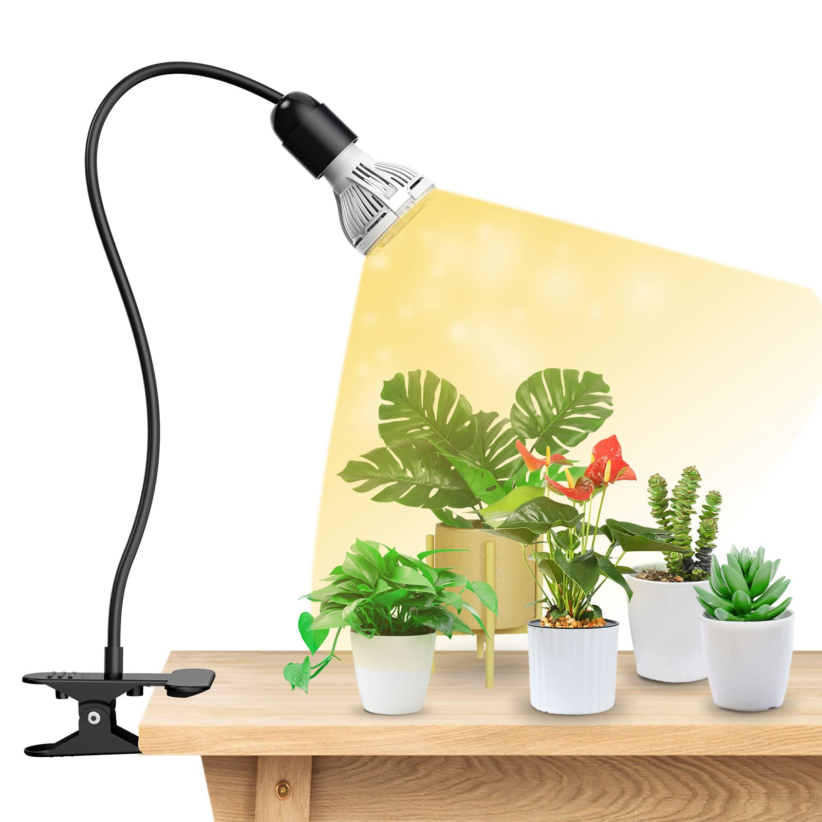 SANSI LED Grow Light for Indoor Plants, 150W Full Spectrum, Gooseneck Clip, Ceramic, 1 Count