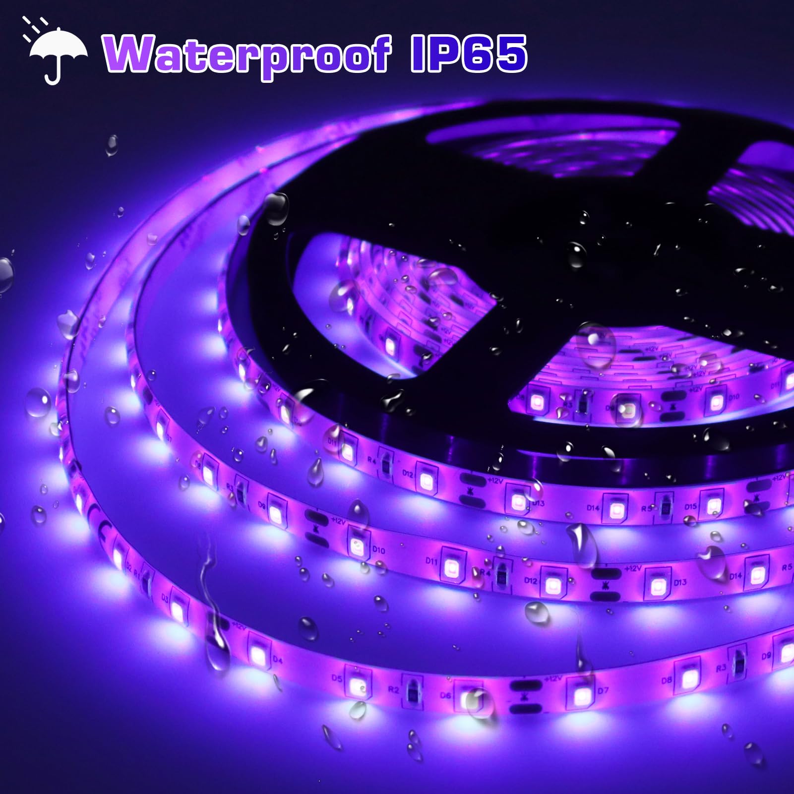 Led Uv Black Light Strip Kit, Ultraviolet Waterproof Ip65 32.8Ft/10M 3528 600Leds, 395Nm-405Nm Blacklight For Dj Bar Club Party Decor Night Fishing With 12V Power Supply