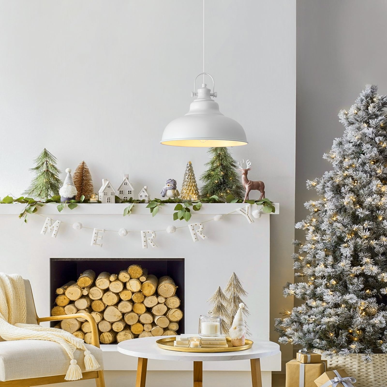 Guihualove White Pendant Lights Kitchen Island, 2 Pack Kitchen Island Lighting, Farmhouse Pendant Light Fixtures (11.41'' W), Is