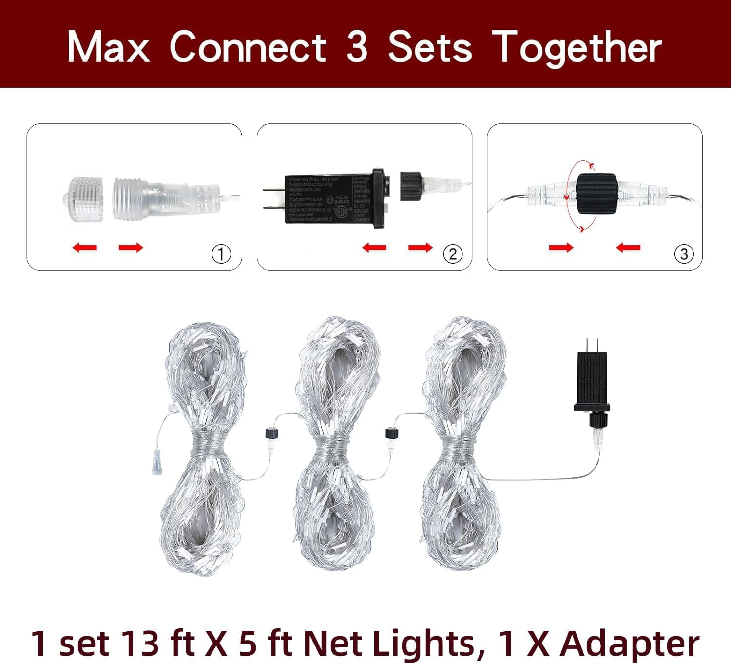 Ijg 200 Led Christmas Net Lights,Connectable 10X6.5Ft Mesh String Lights,8 Modes Waterproof Outdoor Mesh Fairy Lights For Xmas Trees, Bushes, Wedding, Garden (Warm White)