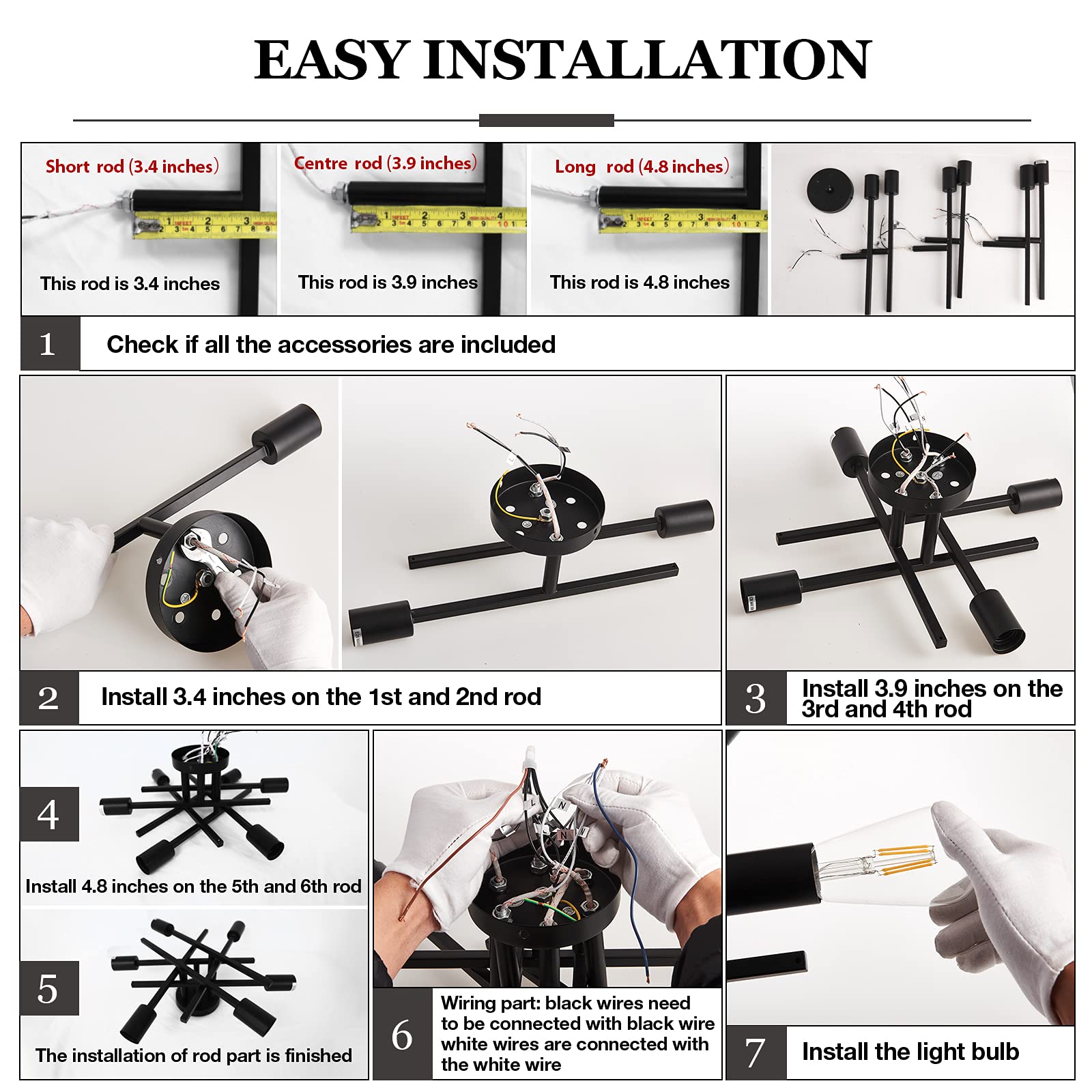 Asgyisa Semi Flush Mount Modern Ceiling Light Fixture