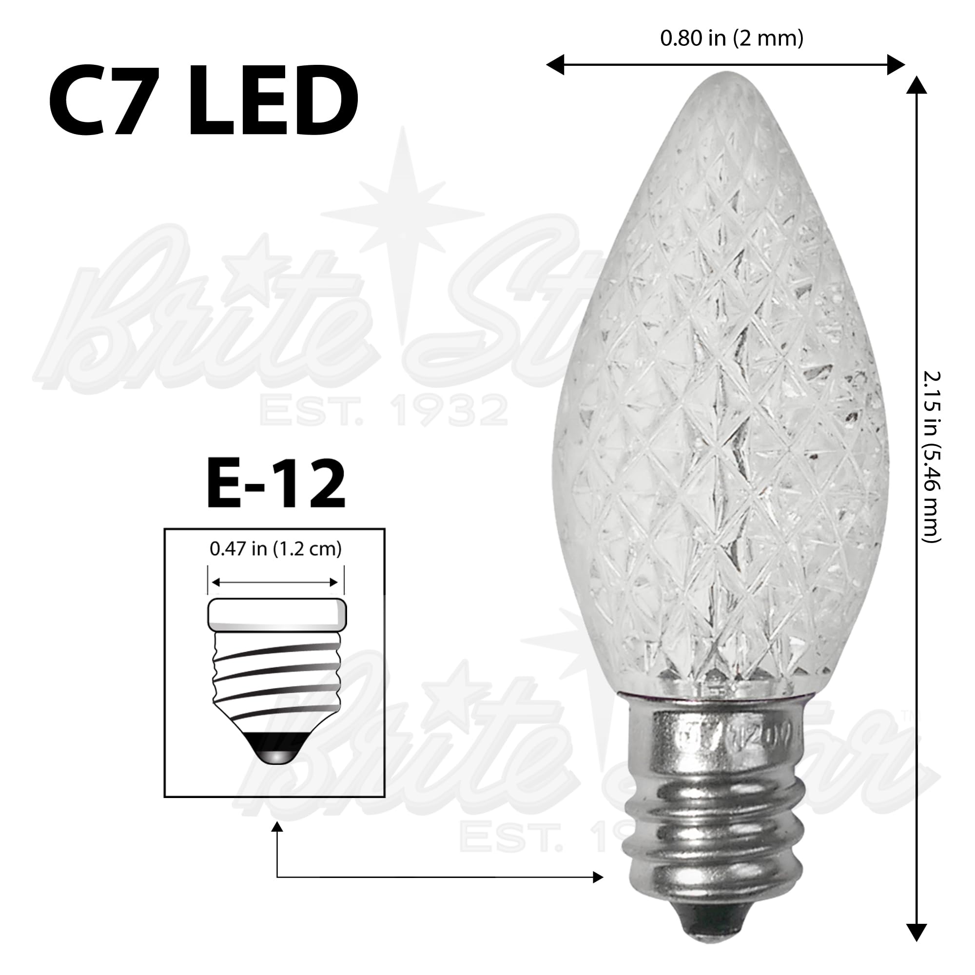 Brite Star LED C7 Faceted Light Set, 100 Count, Multicolor, Model 39-550-00, Plastic