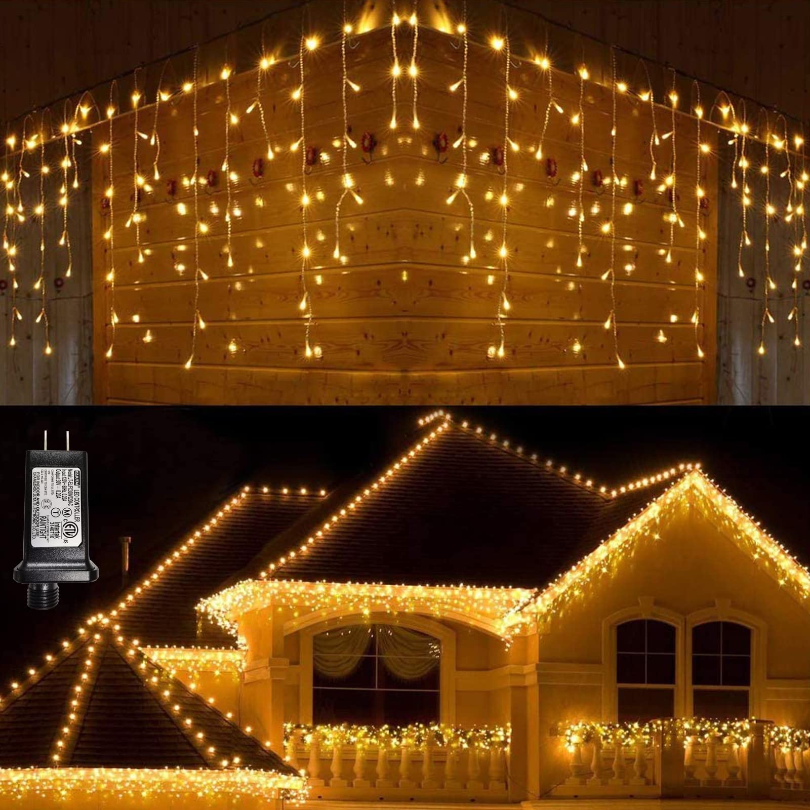 LYHOPE Icicle Christmas Lights, 432 LED 35.4ft 8 Modes Low Voltage Icicle String Lights with 72 Drops, Window Curtain Fairy Ligh