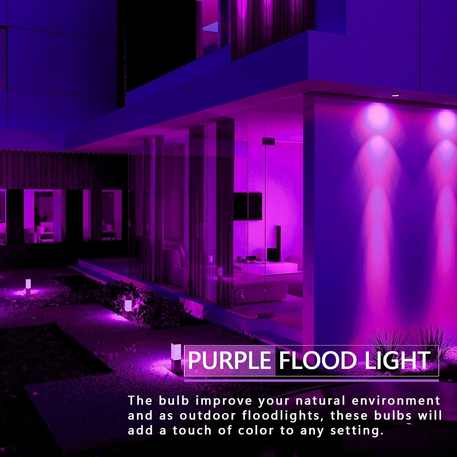 Loxyee Par38 Flood Orange Purple Light Bulbs 2 Pack Dimmable E26 Base Purple Orange Flood Light Outoor(20W Replace To 200W) Halloween Light Bulb For Outside Christmas Holiday Lighting