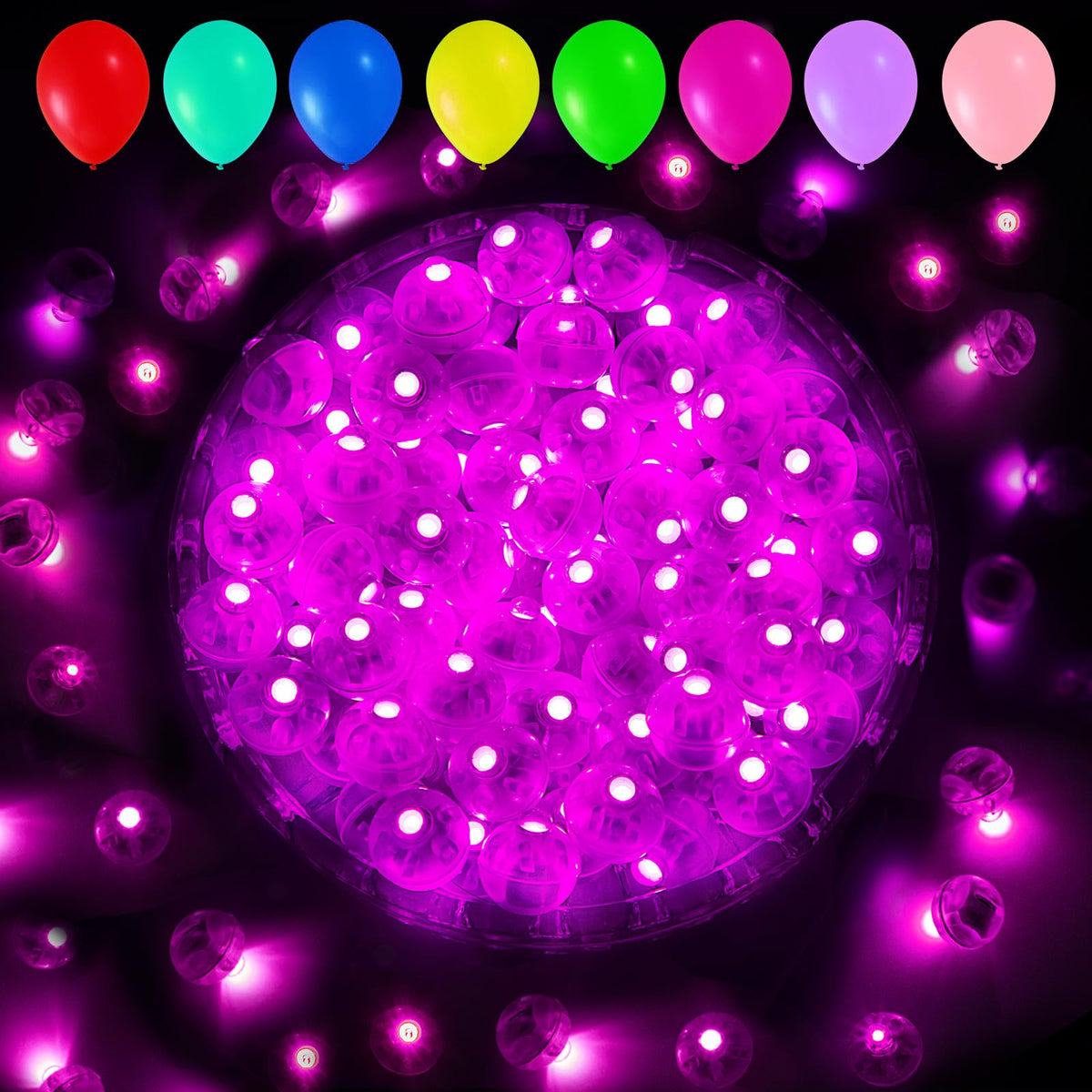 Aogist 100Pcs Balloon Lights,Long Standby Time Waterproof Twinkle Mini Light,Battery Powered,Round Led Ball Lamp For Latex Ballo