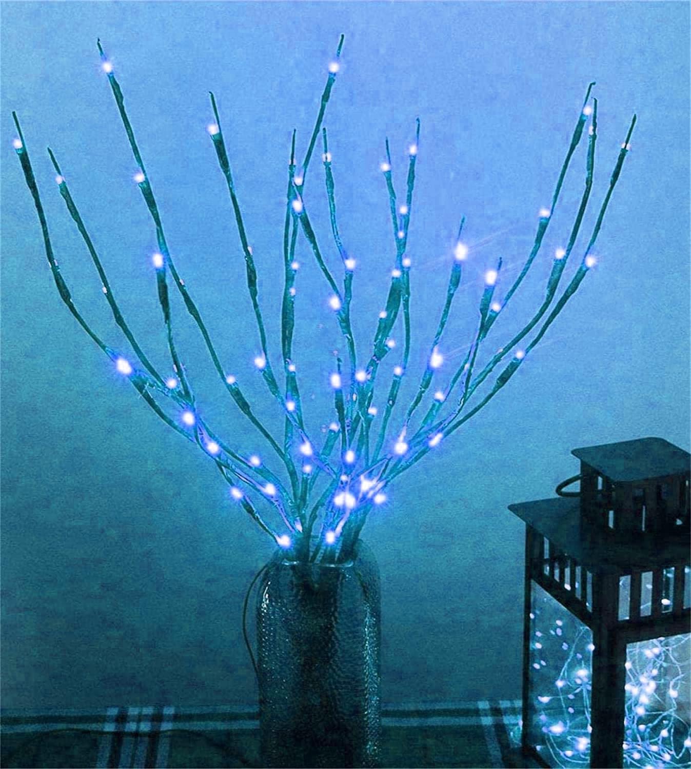 MENCH Branch Lights, 6 Pcs Twig Light Set, USB & Battery Powered, 8 Flashing Modes, Blue, Model BL06BL, Indoor/Outdoor Decor