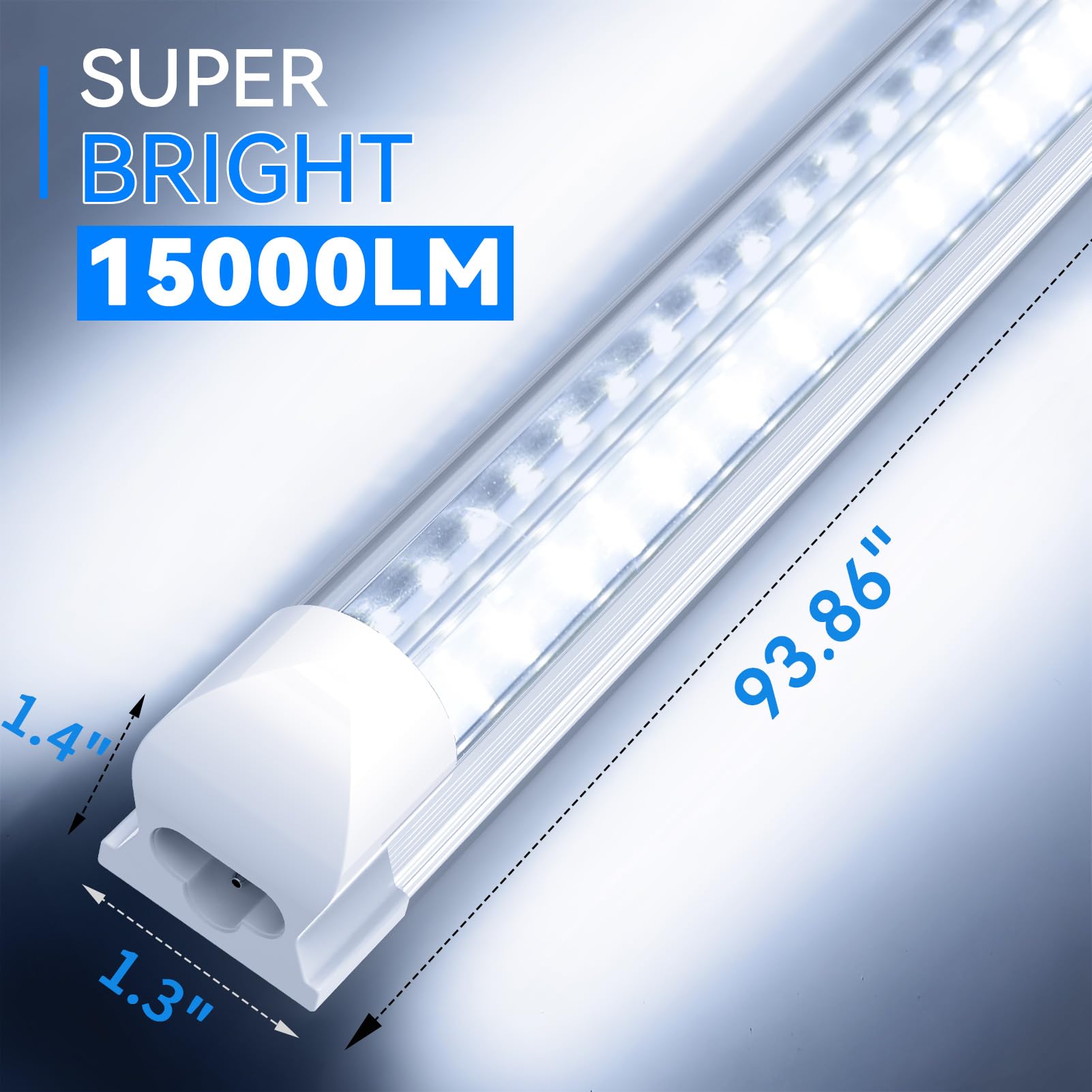SHOPLED 8FT LED Shop Light, 72W 9360LM, V-Shape, Aluminum, Daylight White, Model YK-YTH-V-8FT-12P,
