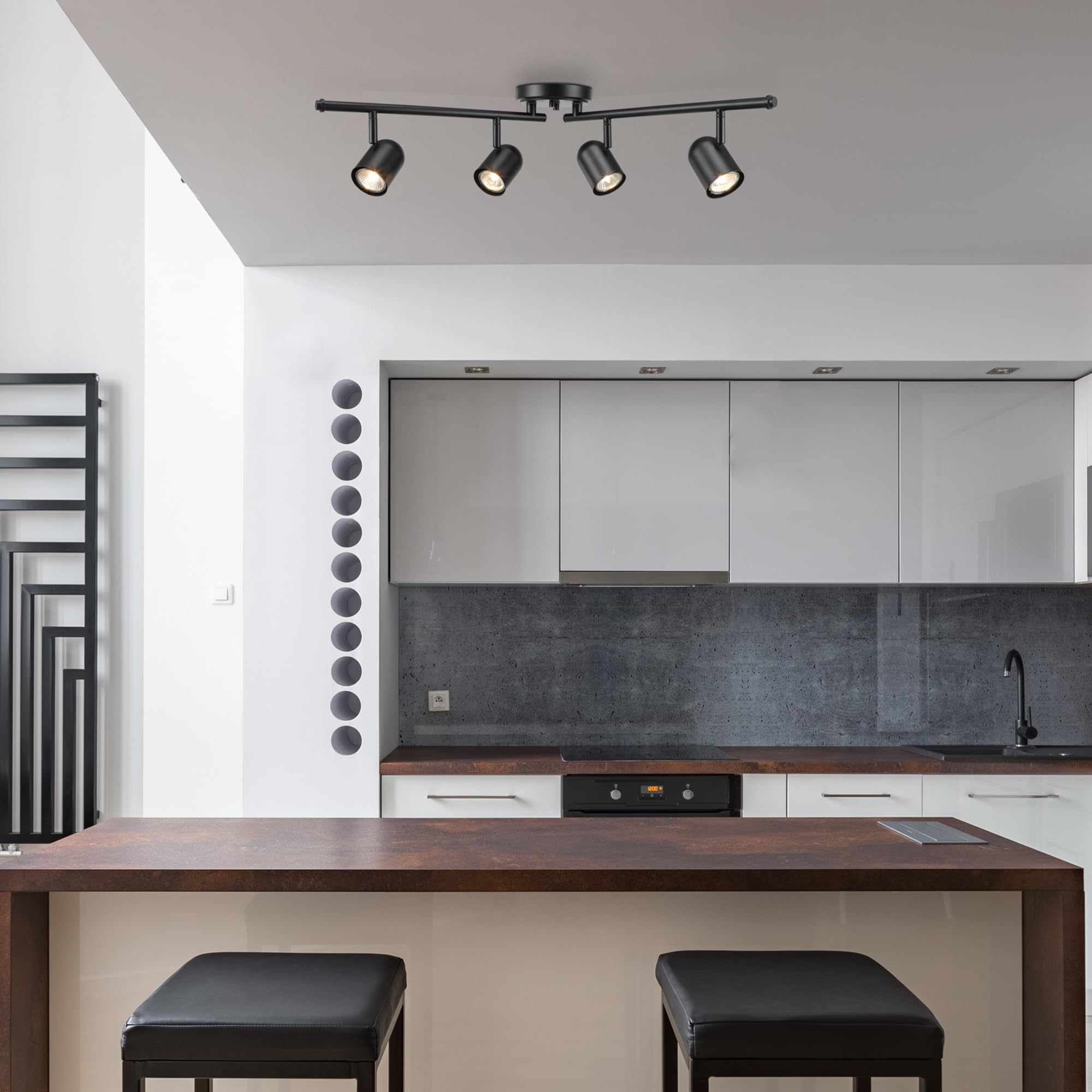 Globe Electric 60029 Roland 4-Light Foldable Track Lighting, Matte Black, Bulb Not Included