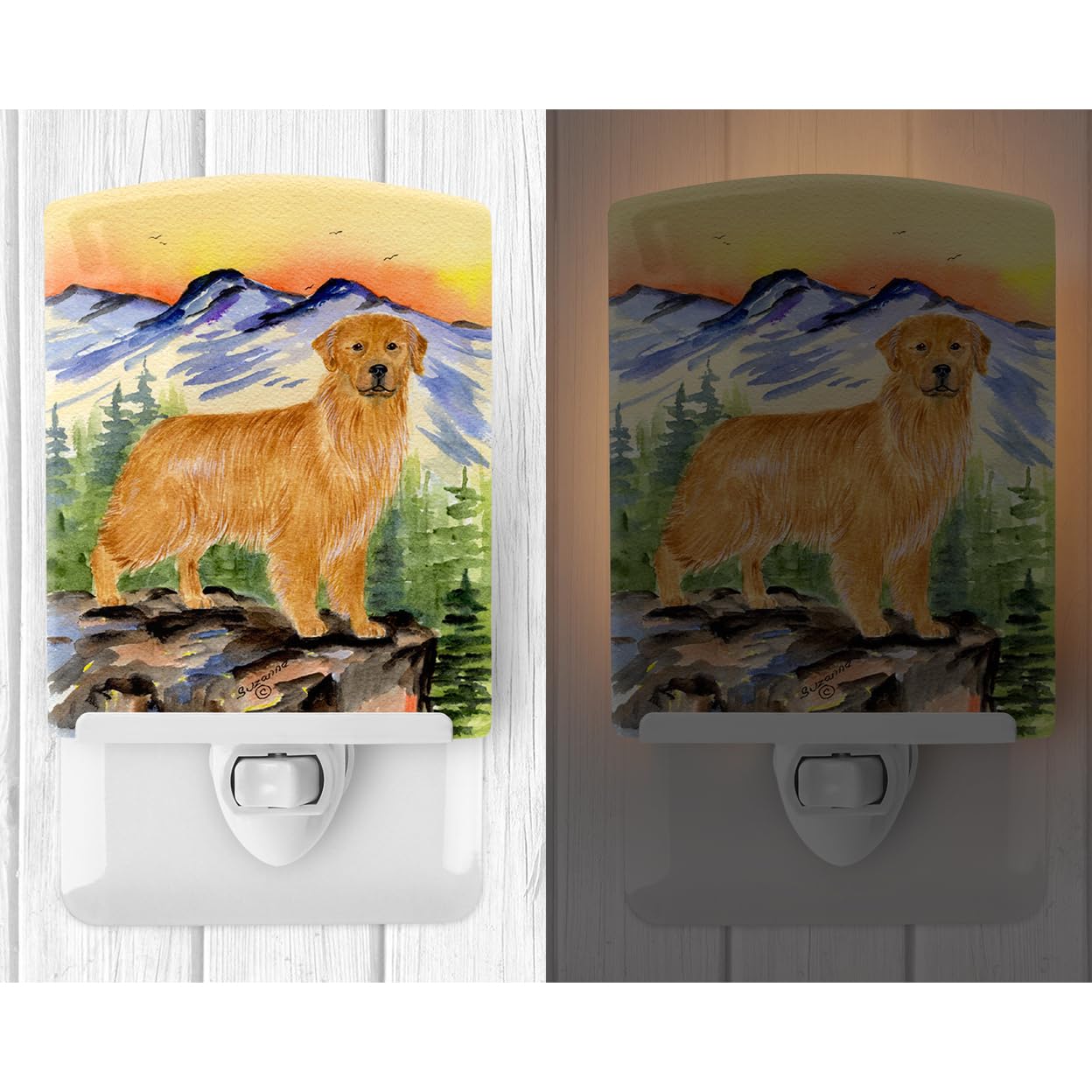 Carolines Treasures Golden Retriever Ceramic Night Light, UL-Certified, 6x4x3in, Multicolor, Model SS8163CNL