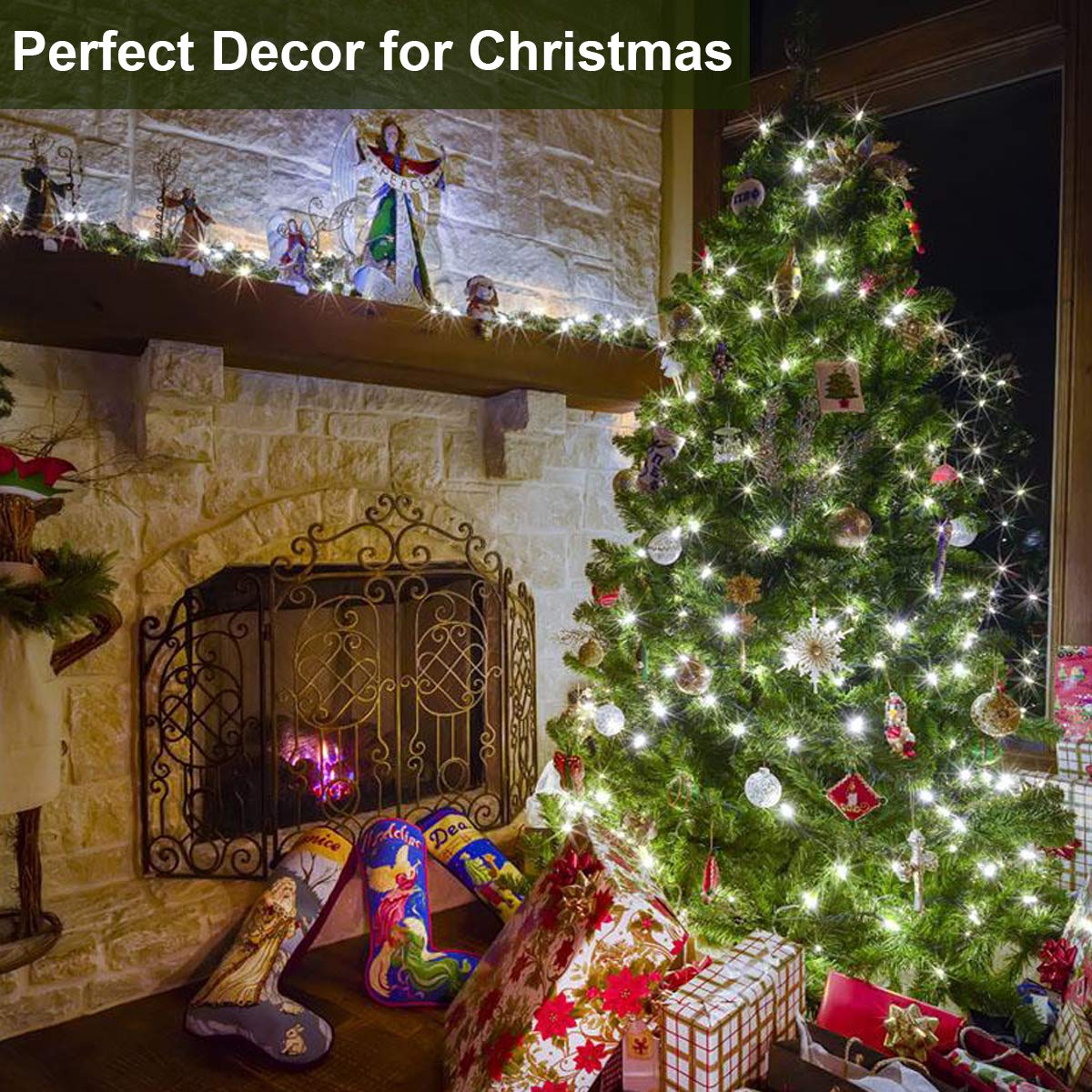 Decute 800Led 272Ft Christmas String Lights Ul Certified 8 Modes, Waterproof Outdoor Indoor Twinkle Starry Light For Christmas Tree Patio Garden Party Decor, Cool White