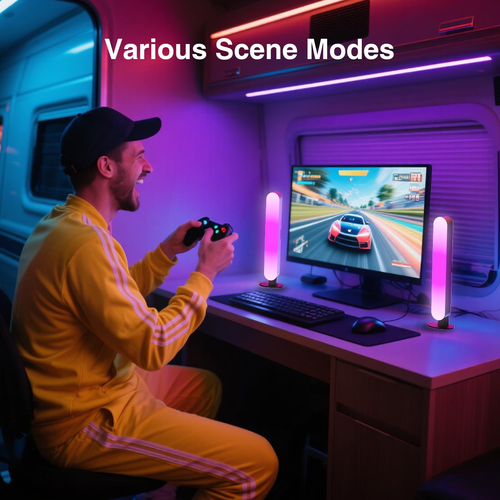 LED Light Bar, Music Synced RGB Light Bars, 16 Million Colors Changing TV Light Bar with Remote &APP Control Timing Function, RG