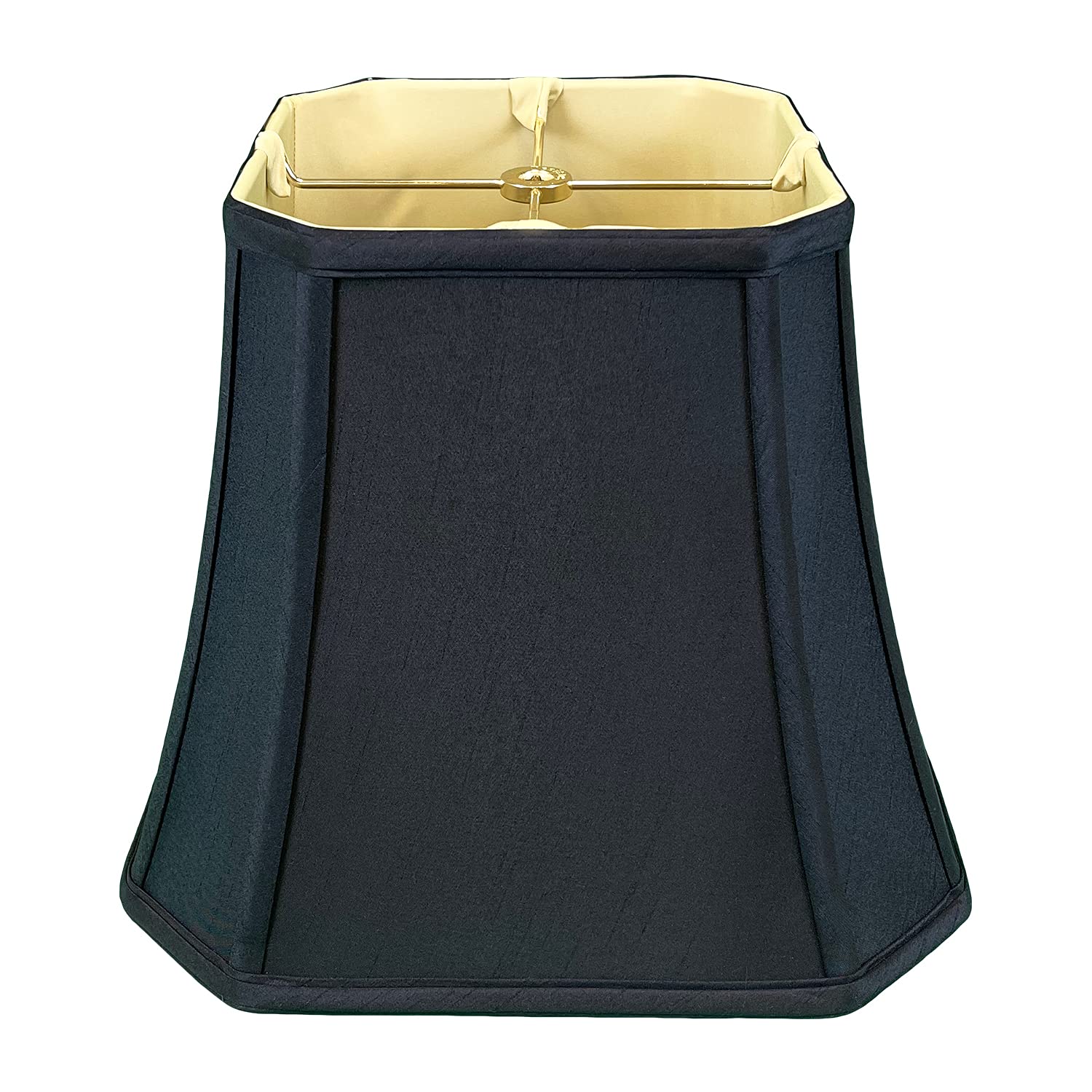 Royal Designs, Inc. BSO-705-14BLK/GL Square Cut Corner Bell Basic Lamp Shade, 8 x 14 x 11.25, Black with Gold