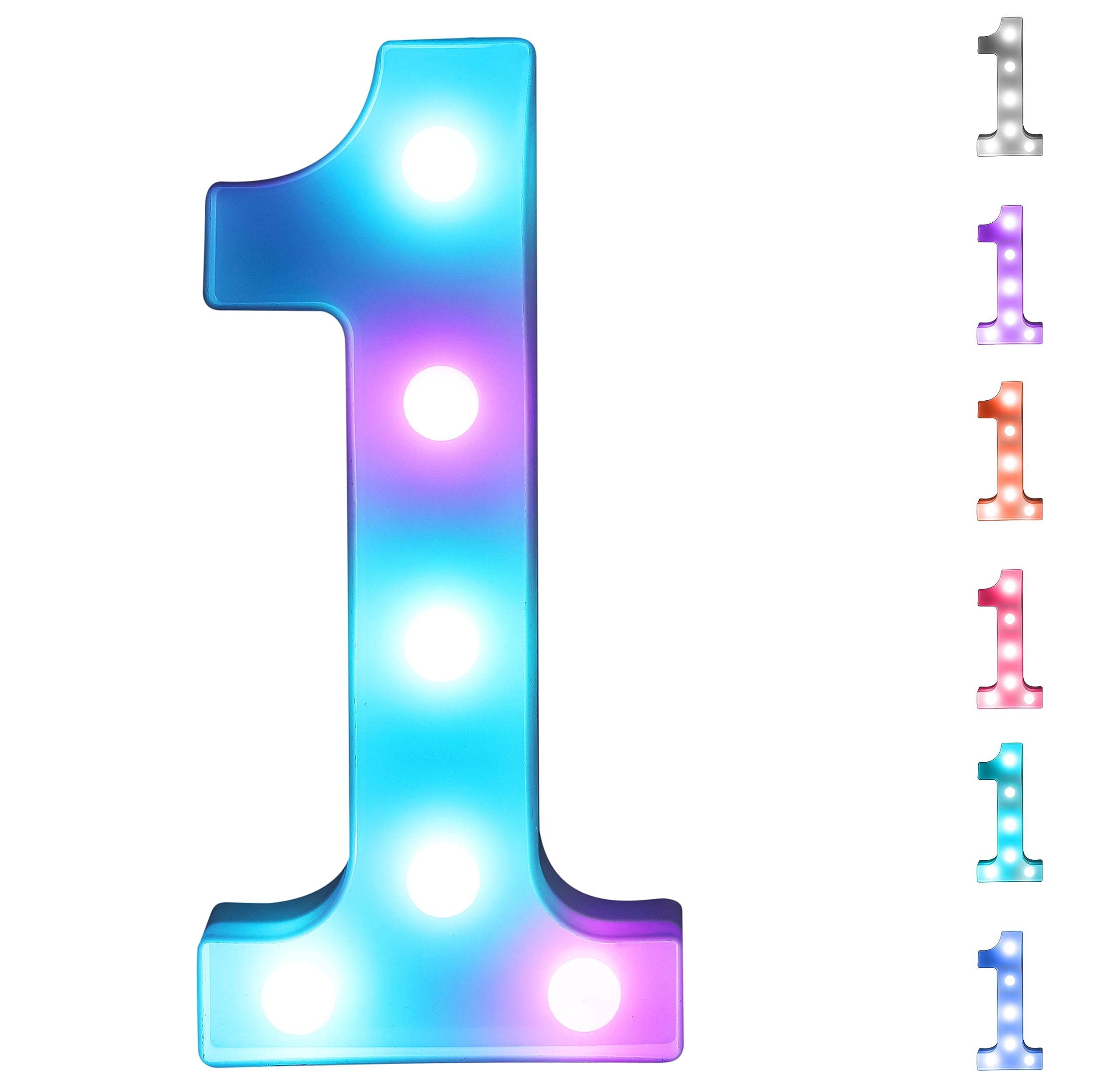 Foaky Colorful LED Number Lights with Remote,Marquee Light Up Number Sign for Night Light Wedding/Birthday Party Battery Powered Christmas Lamp Home Bar Decoration (1)
