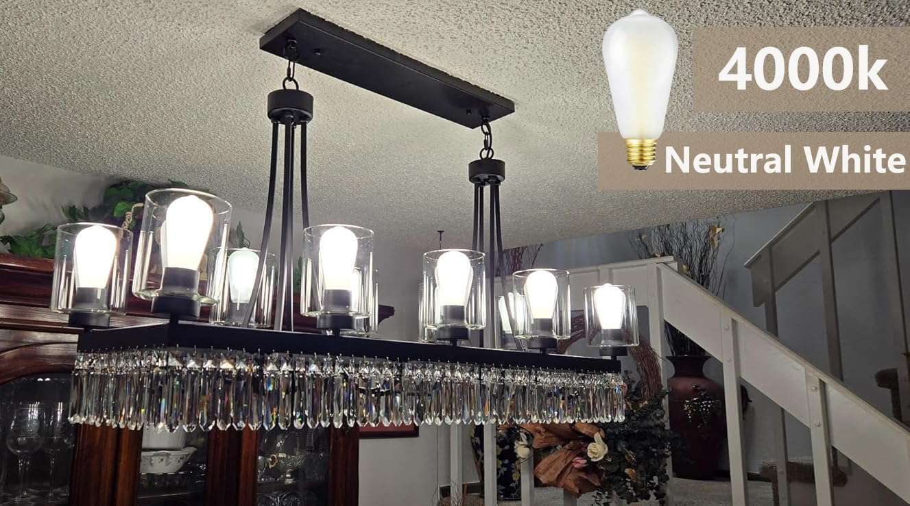 HOMOSUM Dimmable LED Edison Bulbs, 6W/60W, 4000K Neutral White, E26, Pack of 6, ST58 Frosted, 90