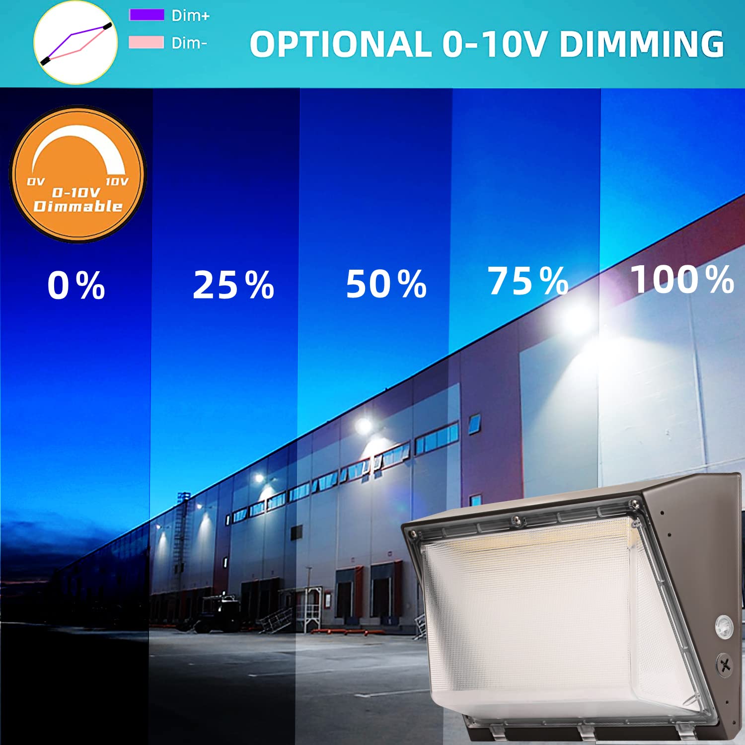 WHLED Dimmable LED Wall Pack Light 80W 11200LM Dusk to Dawn 5000K Bronze Outdoor Security Lighting