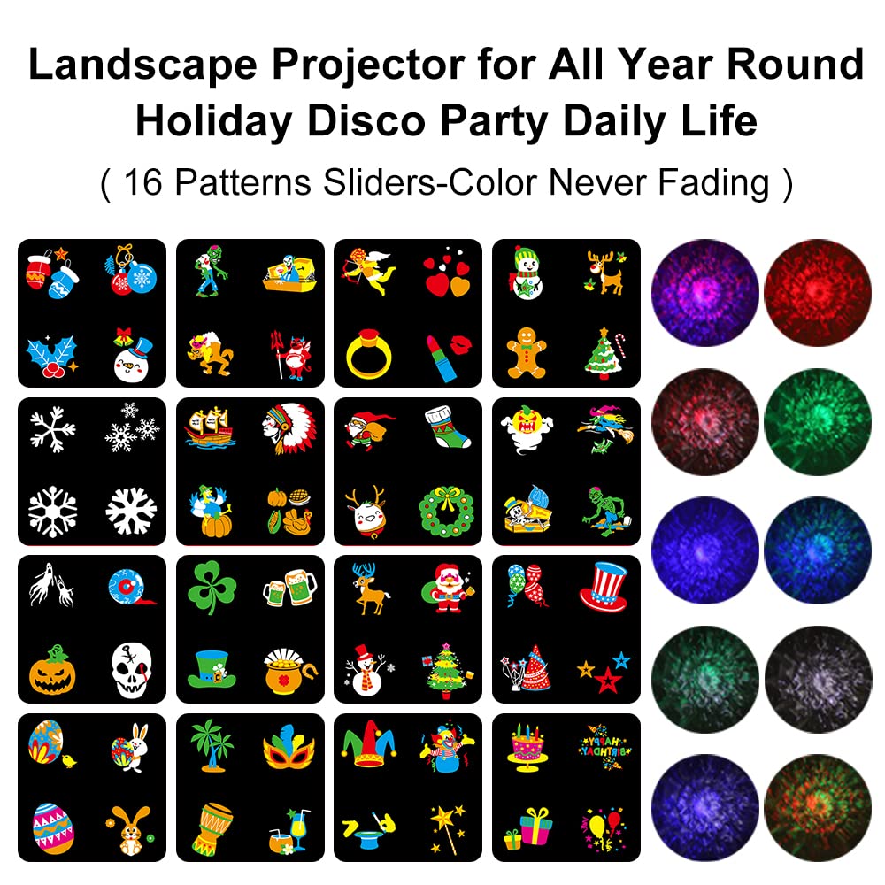 Everwood Holiday Projector Lights - 2-In-1 Hd Led With Remote, 3D Ocean Wave & 4 Patterns