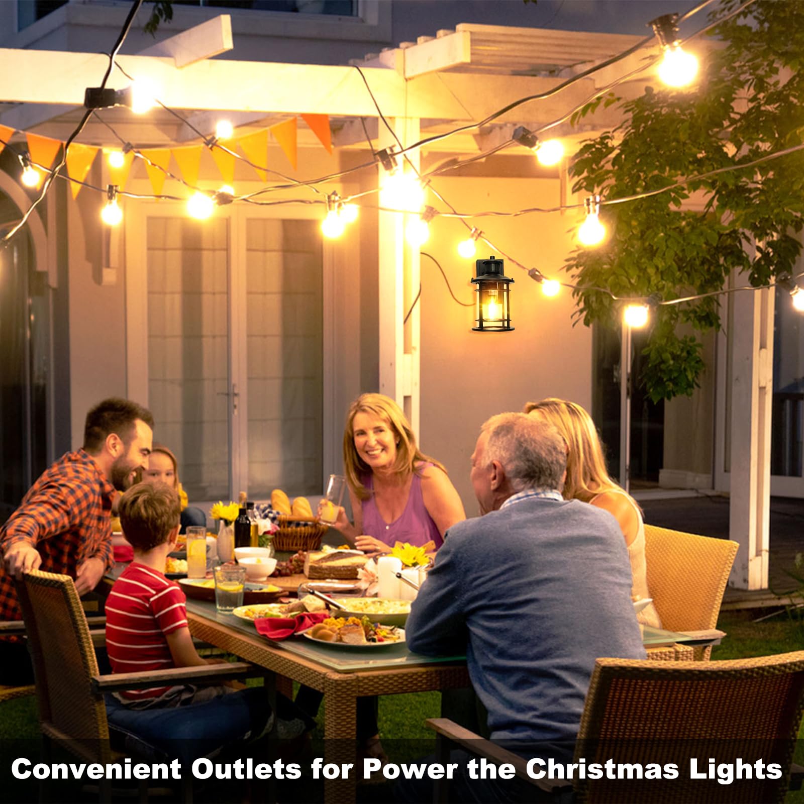 Motion Sensor Outdoor Wall Light Fixtures, Dusk To Dawn Porch Light With Gfci Outlet, 3 Modes Waterproof Exterior Lighting Fixtu