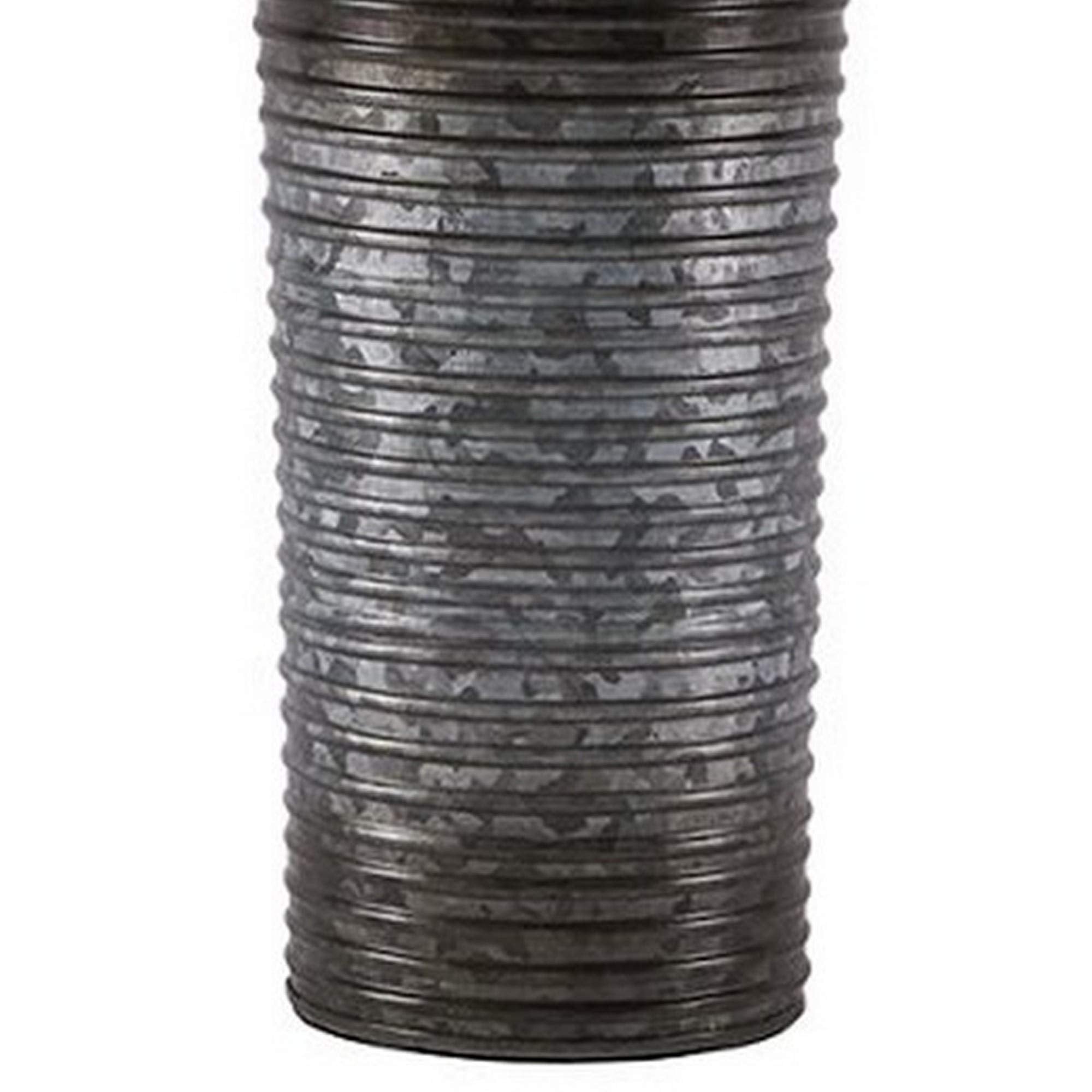 Benjara Ribbed Design Metal Body Table Lamp With Tapered Fabric Shade,Set Of 2, Gray