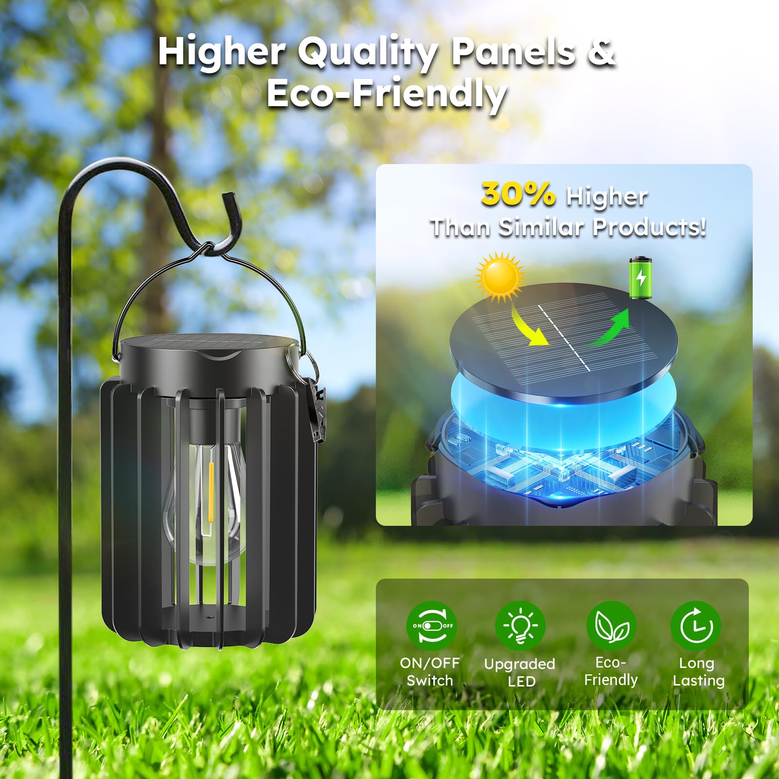 Ahaorigin Solar Lanterns Outdoor Waterproof  Brighter Up To 12 Hrs Outdoor Hanging Solar Lights  Outside Hanging Lanterns For Garden Porch Patio Yard Decor  Gifts For Women Mom Father Black 2 Pack