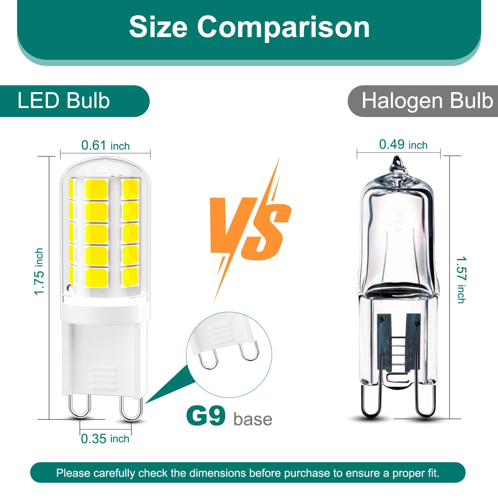 DiCUNO G9 LED Bulb 4W 40W Equivalent Pack of 6 Daylight White 6000K Non-Dimmable Bi-pin Base Model US-G9-32-CMC