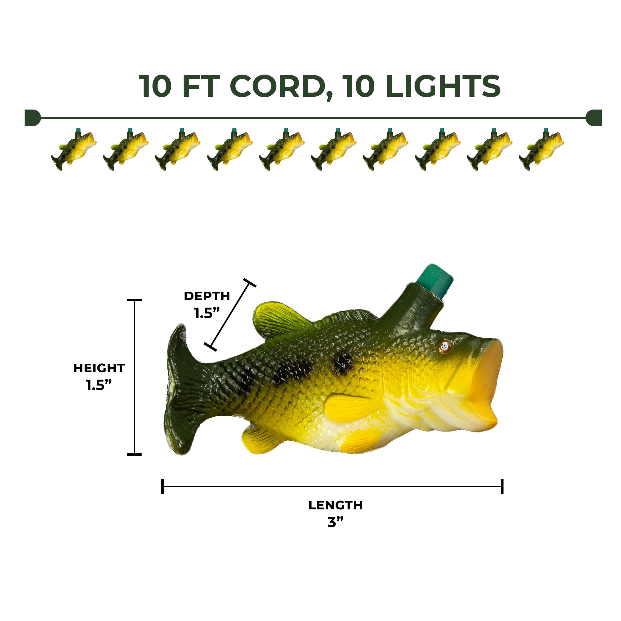 Rivers Edge Products Bass Led String Lights, 10-Bulb Decorative Fairy Lights With 2 Extra Bulbs, 10Ft Hanging Lights For Bedroom