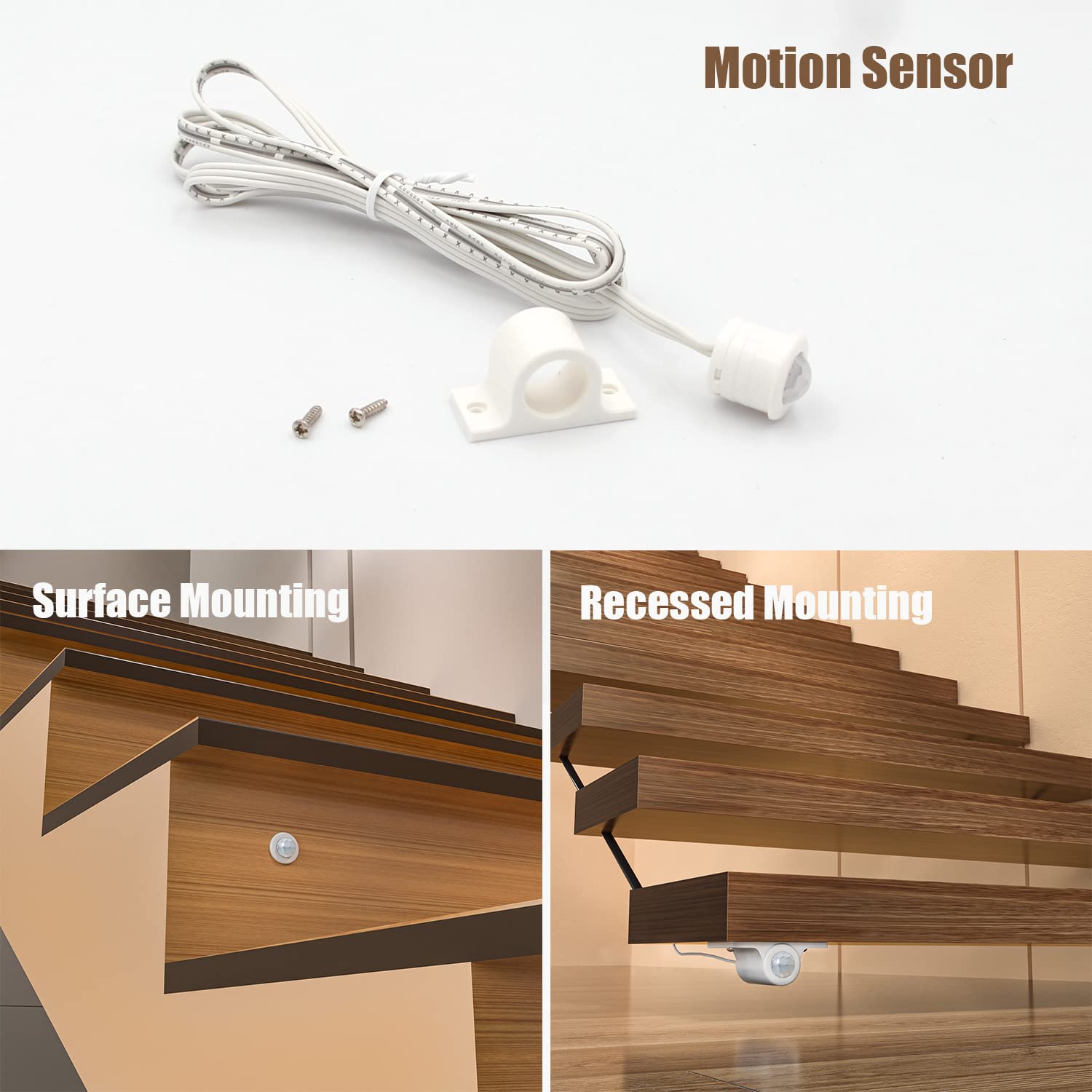 SuperStairLED Motion Triggered LED Stair Lighting Kit, 59ft Cuttable 3000K Warm White, Model SSL-5616, for 16 Stairs