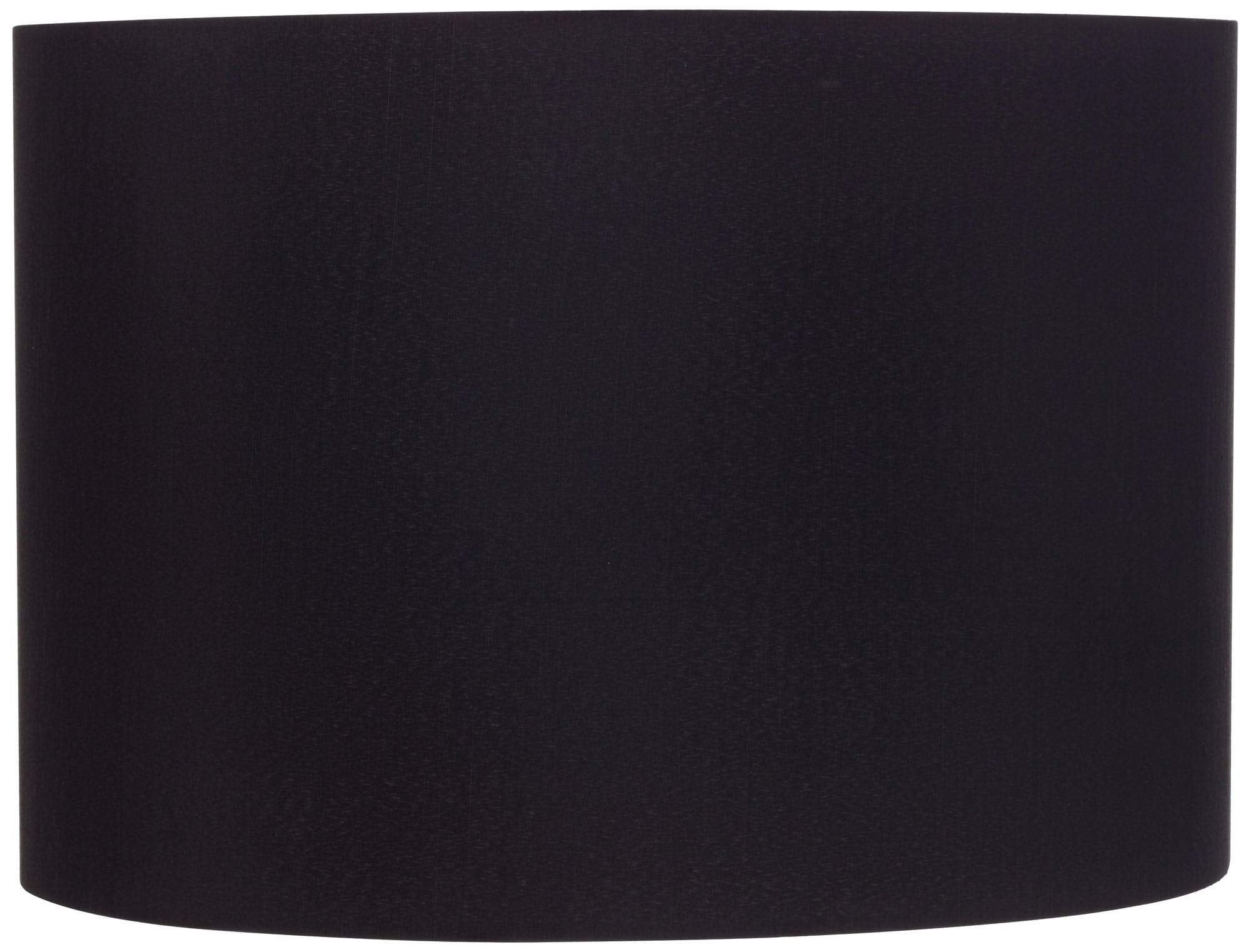 Black Medium Hardback Drum Lamp Shade 16'' Top x 16'' Bottom x 11'' High (Spider) Replacement with Harp and Finial - Springcrest