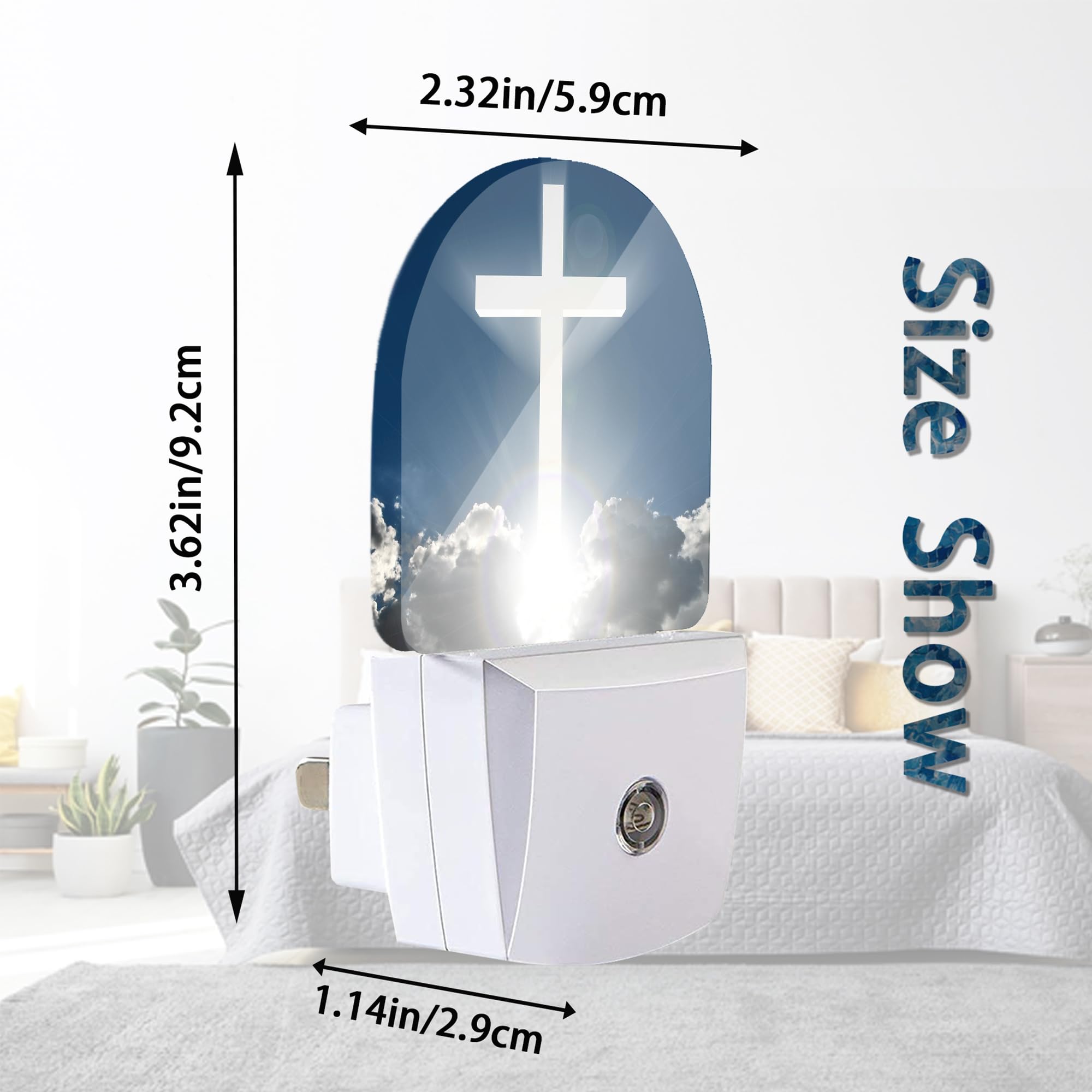 Axxitude Cross Heaven Night Lights Plug Into Wall For Girls Boys Room,Night Light Led Lamp Dusk To Dawn Sensor Round Lamp For Bedroom Bathroom Hallway Home Wall Decor Nightlight