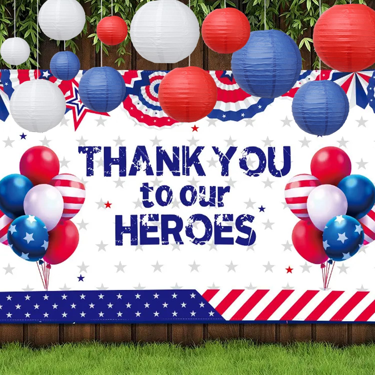 Red Blue White Paper Lanterns, Patriotic Paper Lanterns 4Th Of July 12 Pcs 6'' 8'' 10'' 12'' Round American Flag Paper Hanging D