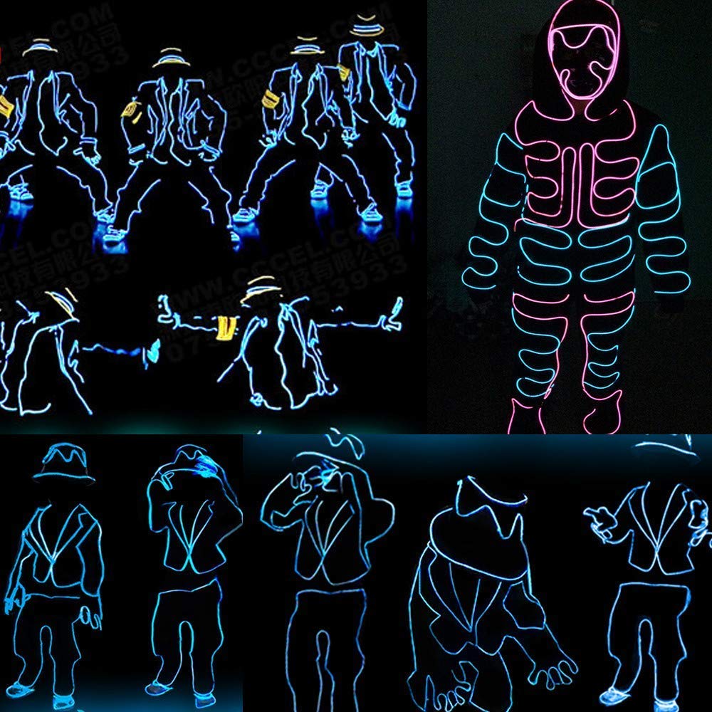 Abaldi El Wire, 3M Neon Rope Light Glowing Strobing Electroluminescent Light With Battery Pack Controller For Parties, Halloween, Advertisement Decor(White)