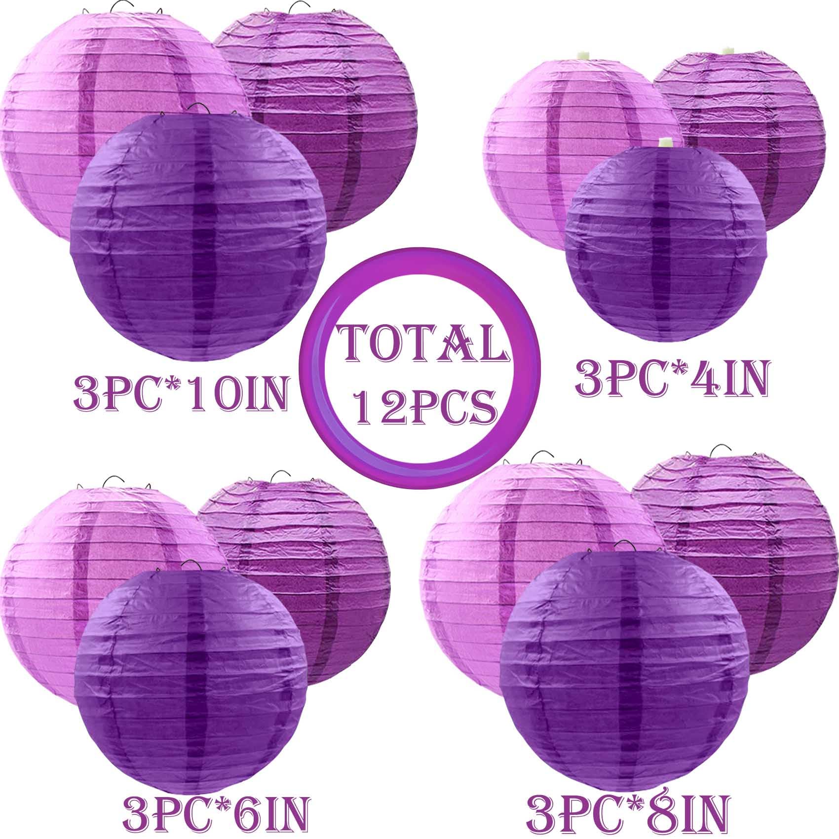 Purple Paper Lanterns 12Pcs Hanging Chinese Lanterns For Wedding Birthday Baby Shower Christmas Graduation Anniversary Other The