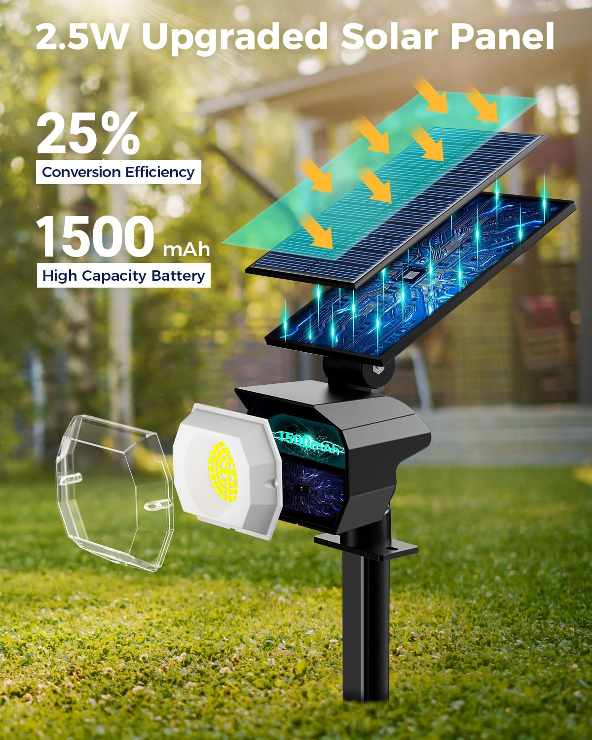 Btfarm 4 Pack Solar Spot Lights Outdoor Waterproof Ip65, 52 Led Landscape Light 3 Lighting Modes, Spotlights Outdoor For Outside