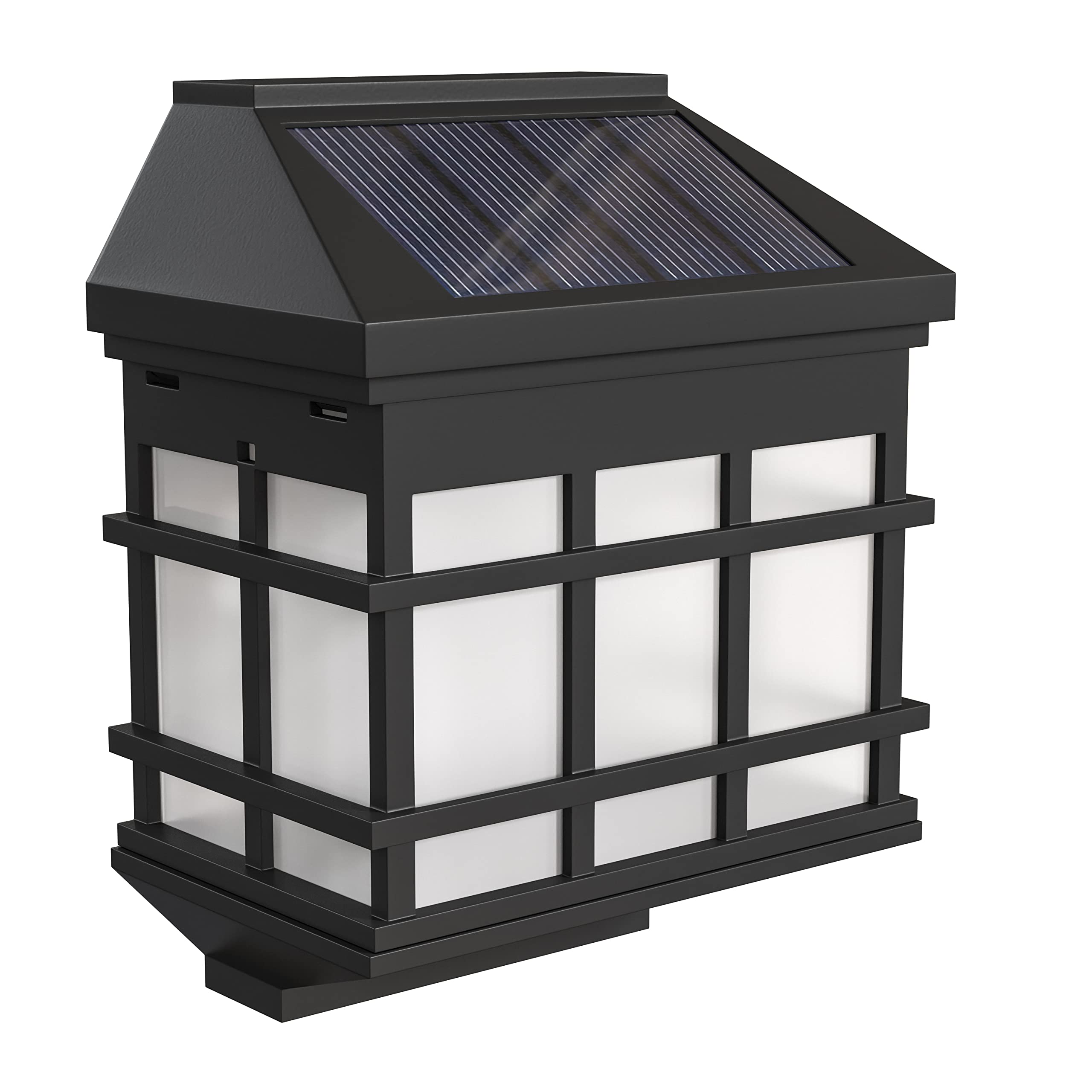Flash Furniture Holder 6 Pack Wall Mount Led Solar Lights - Weather Resistant Black Decorative Solar Powered Lights For Decking And Fencing, 3.5X2.5X4.5