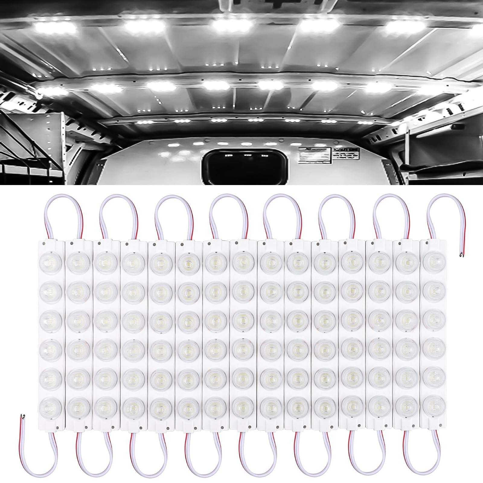 Linkstyle 12V 90 Leds Van Interior Lights Kit, Super Bright Ceiling Dome Lamp Lights For Van Rv Trailer Boat Bus, 15 Modules Whi