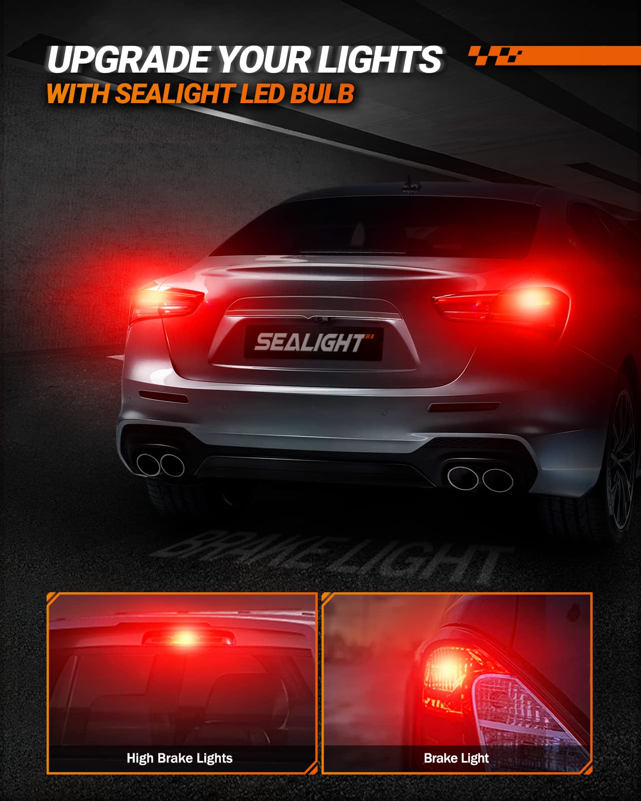 SEALIGHT LED Brake Light Bulbs, 3156/3157 Red, 600% Brighter, Aluminum, Pack of 2