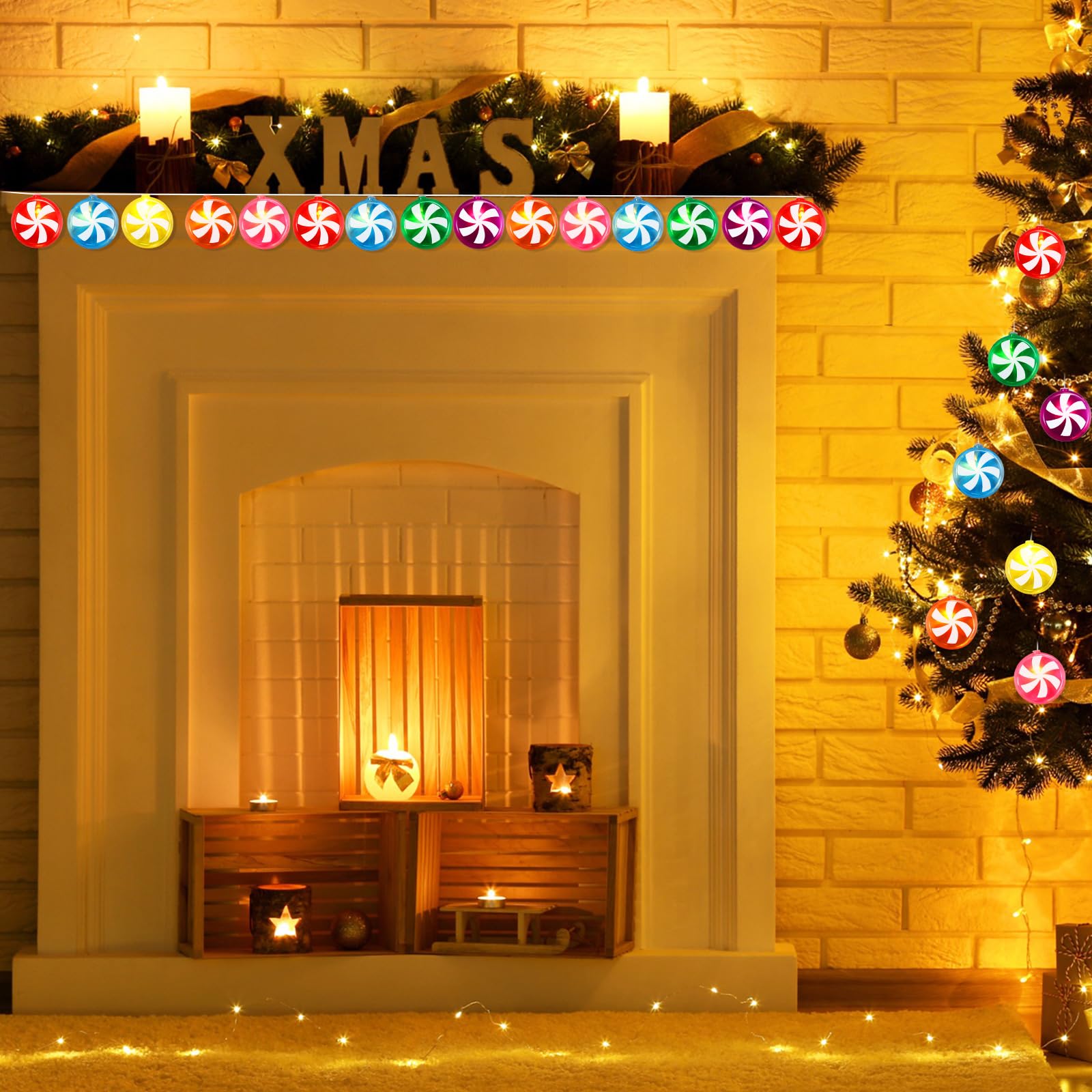 Gejoy 11 FT Christmas Candy Cane String Lights, 21 LED Battery Operated, 7 Colors, Indoor/Outdoor Decoration
